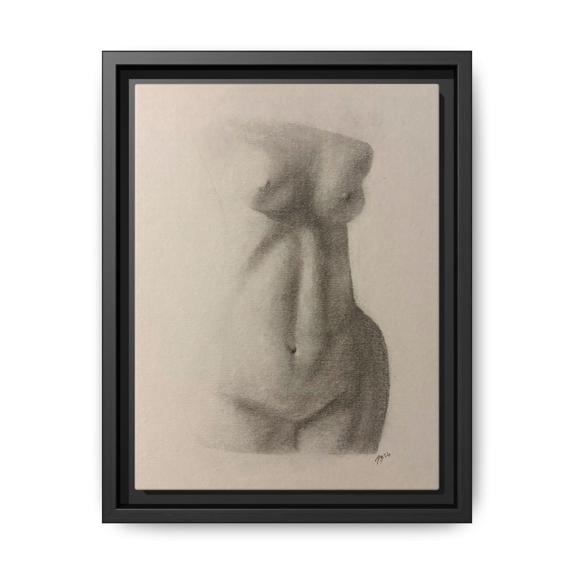 Abstract Framed Canvas Art – Multi-Color Nude Drawing