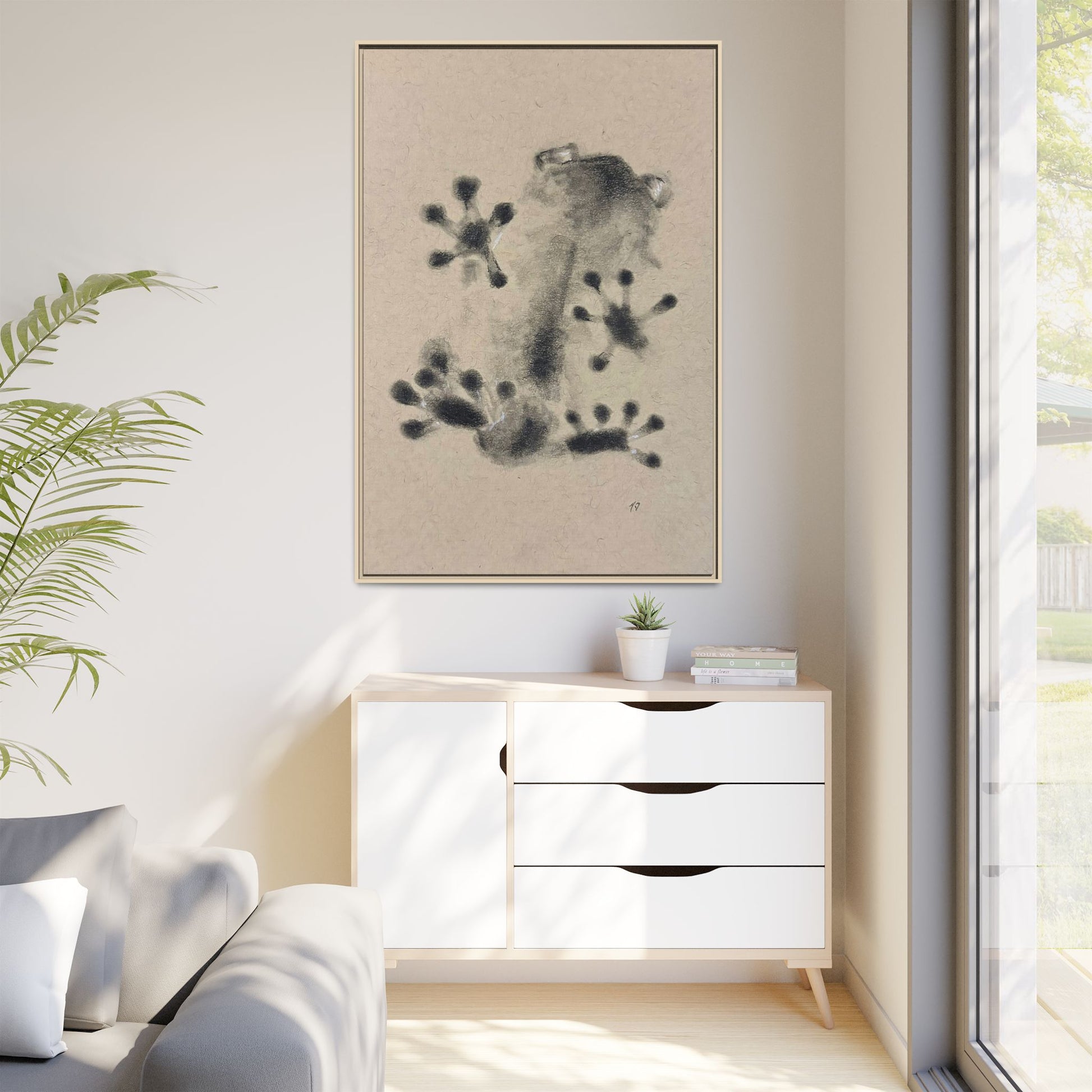 "ICY" FROG Framed Abstract Frog Ink Art — Matte Canvas Wall Print