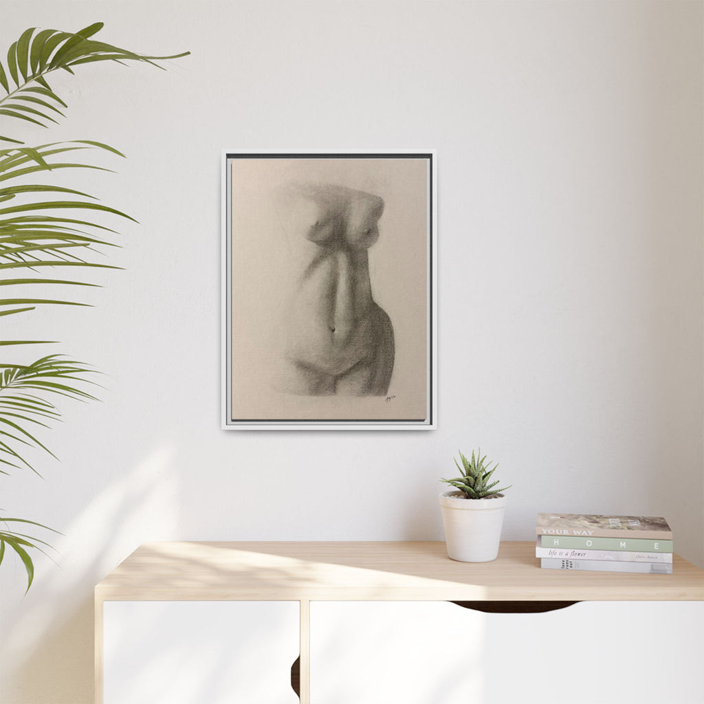 Abstract Framed Canvas Art – Multi-Color Nude Drawing