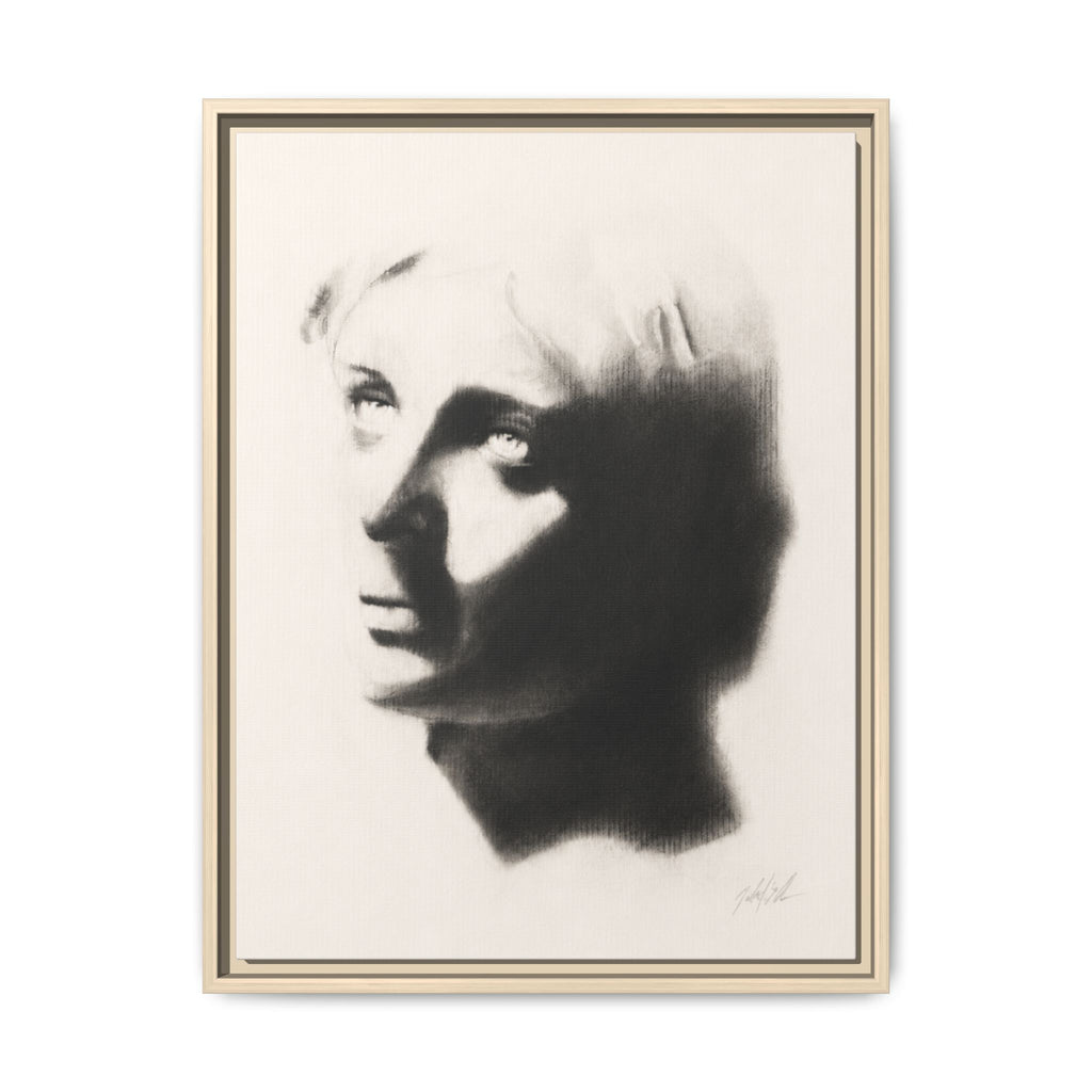 "SHADOW" Framed Matte Canvas Art — Monochrome Portrait Silhouette