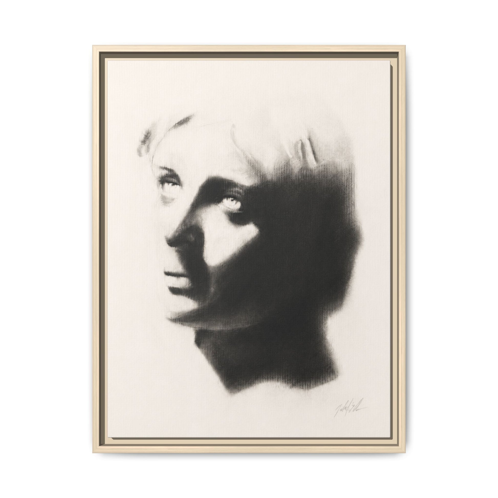 "SHADOW" Framed Matte Canvas Art — Monochrome Portrait Silhouette