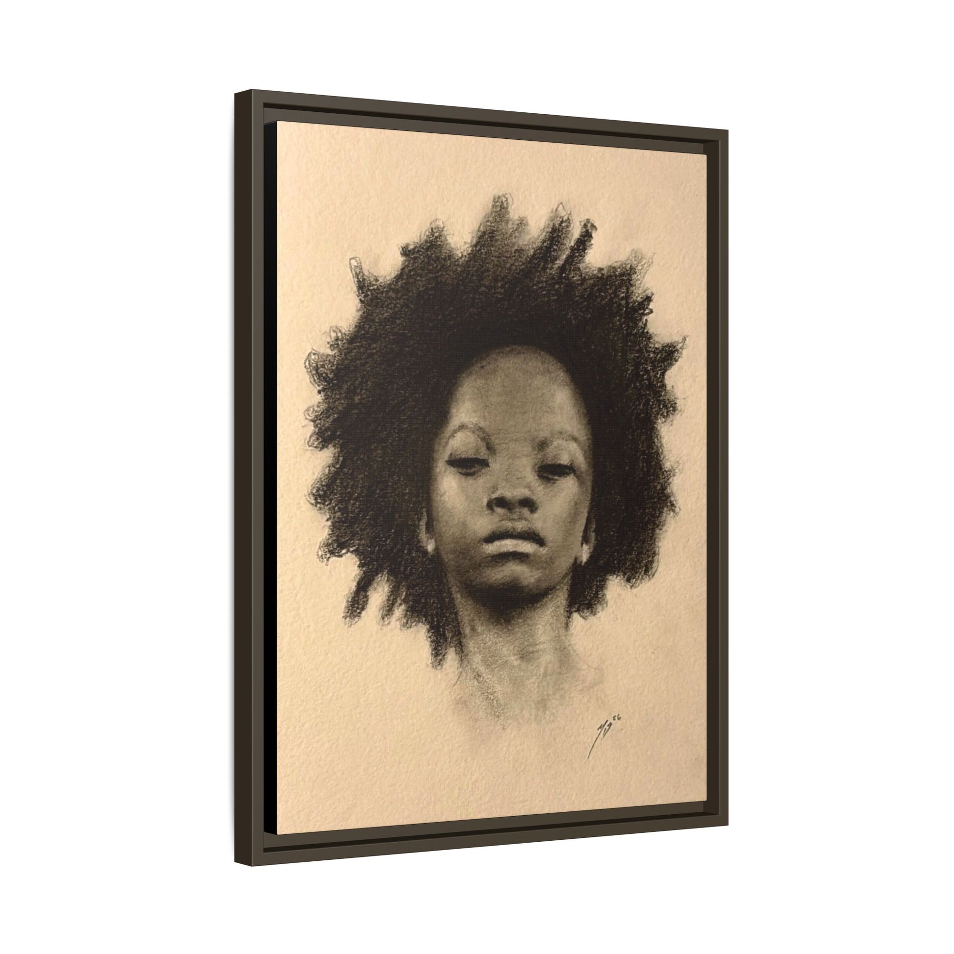 Afro Portrait Matte Canvas Print (Framed)