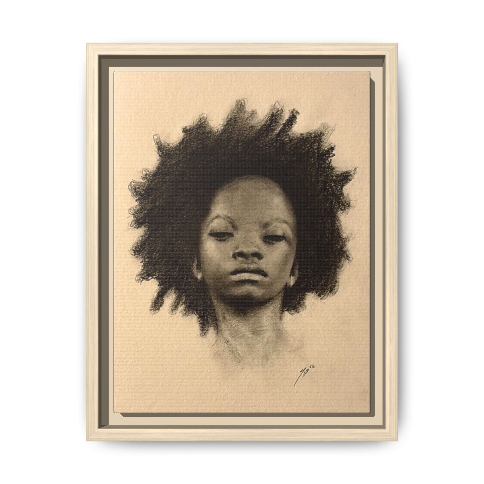 Afro Portrait Matte Canvas Print (Framed)