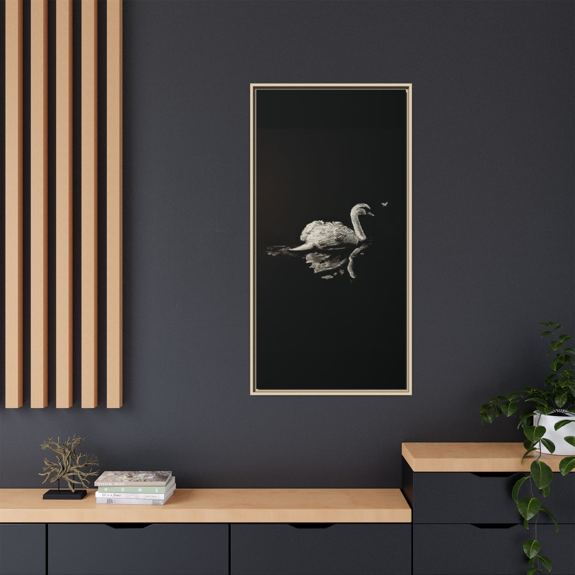 “Swan” Matte Canvas, Framed (Multi-color)
