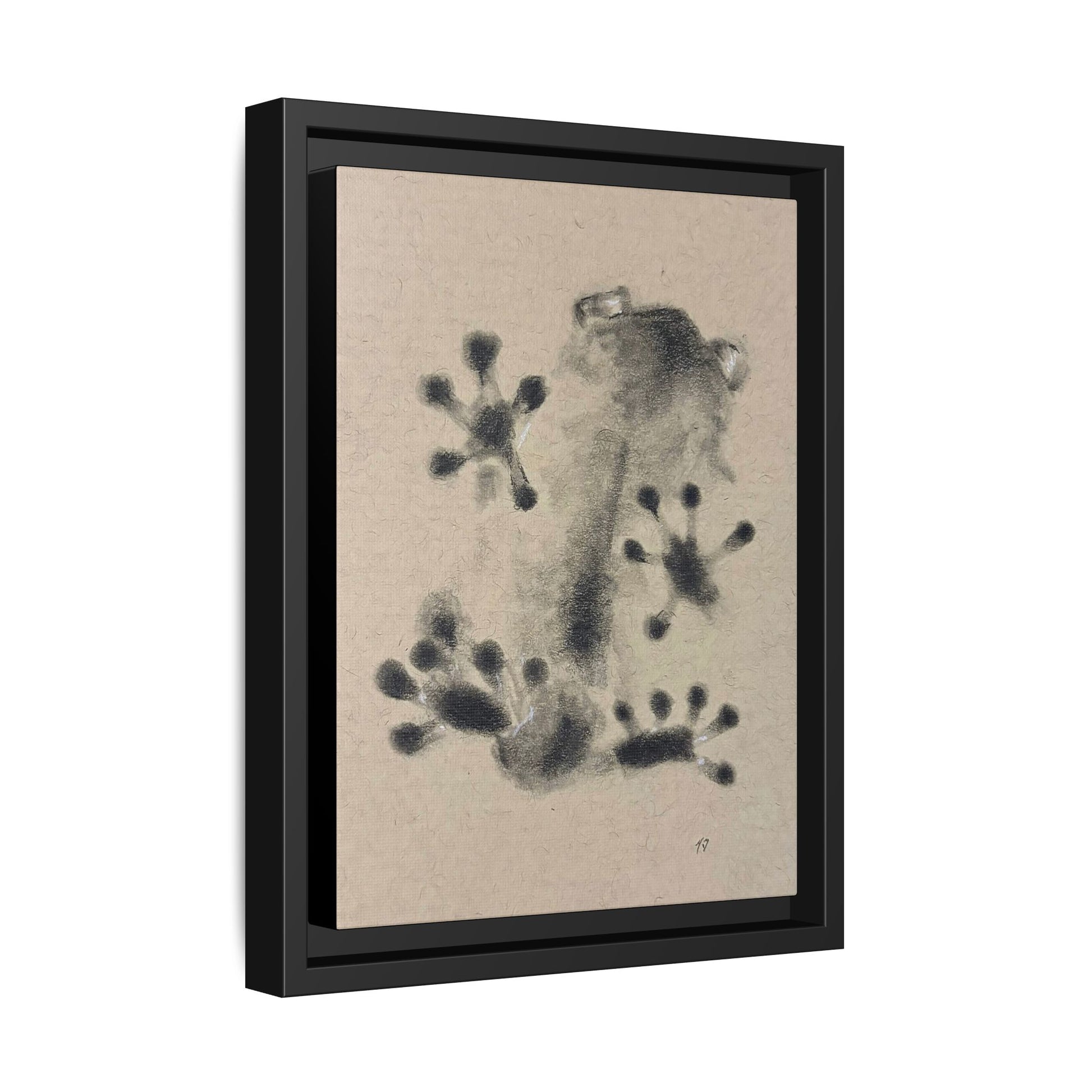 "ICY" FROG Framed Abstract Frog Ink Art — Matte Canvas Wall Print
