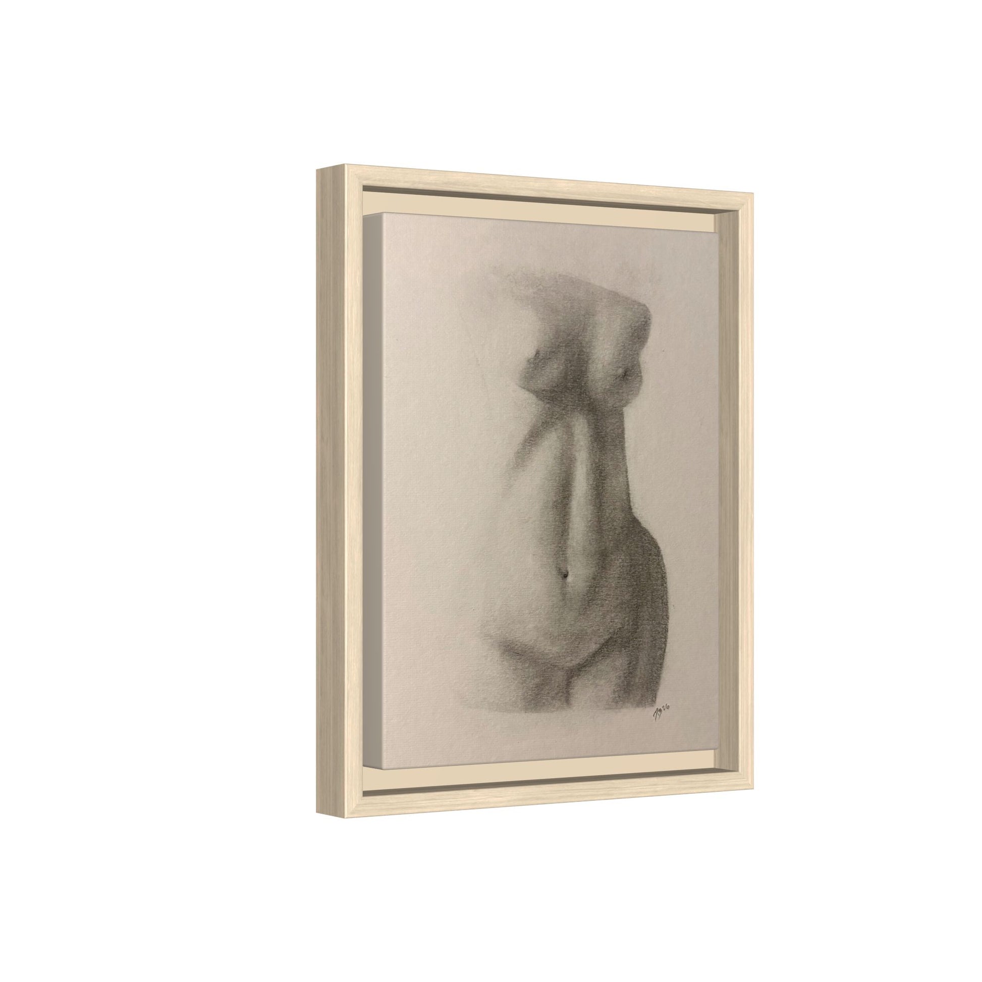 Abstract Framed Canvas Art – Multi-Color Nude Drawing