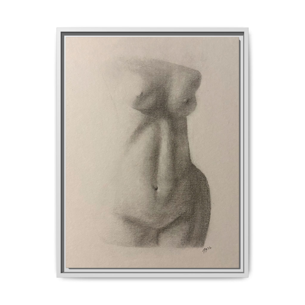 Abstract Framed Canvas Art – Multi-Color Nude Drawing