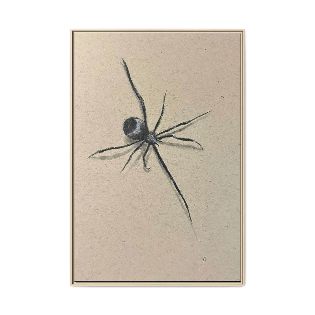 "ICY" SPIDER Framed Canvas Art — Minimal Black Spider Sketch
