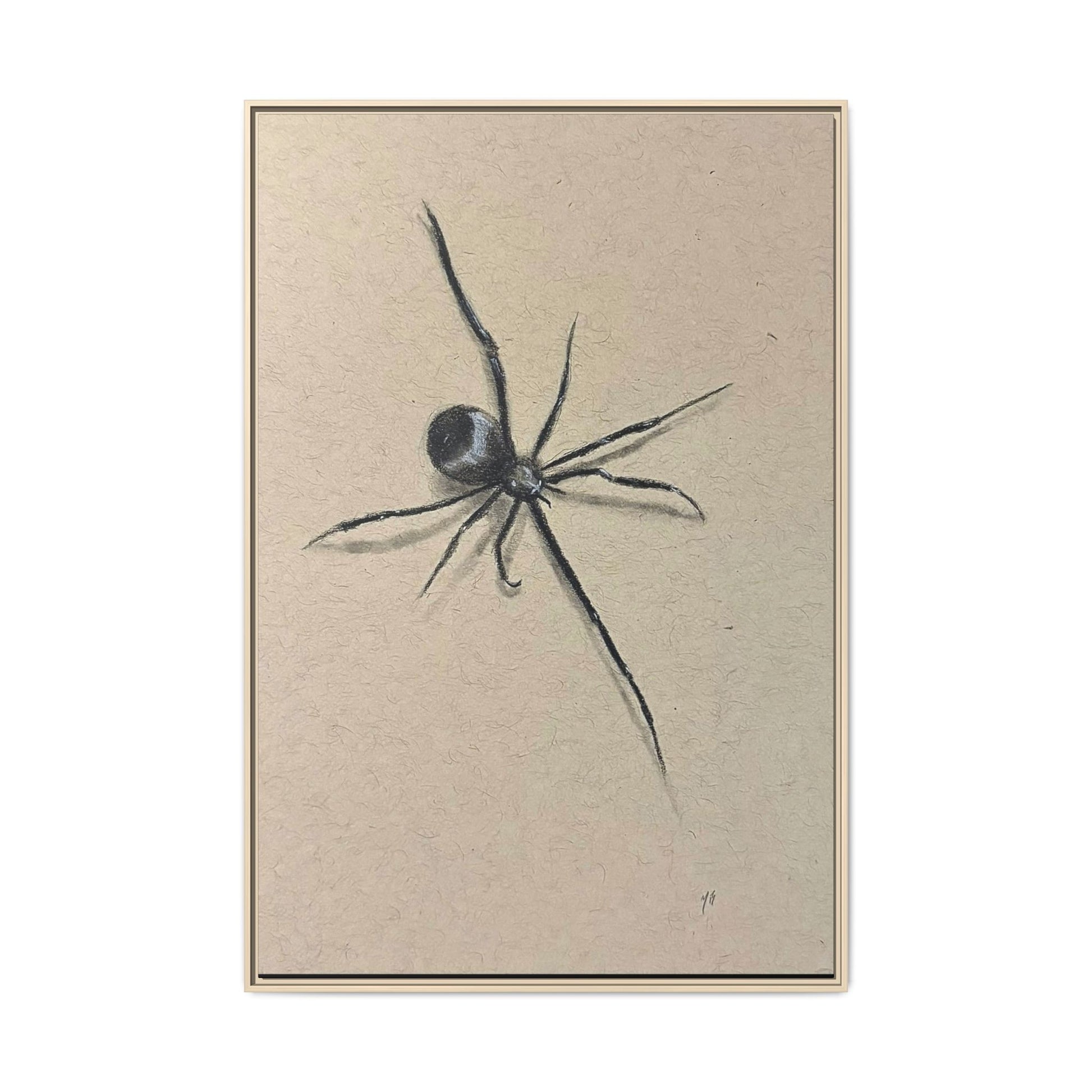 "ICY" SPIDER Framed Canvas Art — Minimal Black Spider Sketch