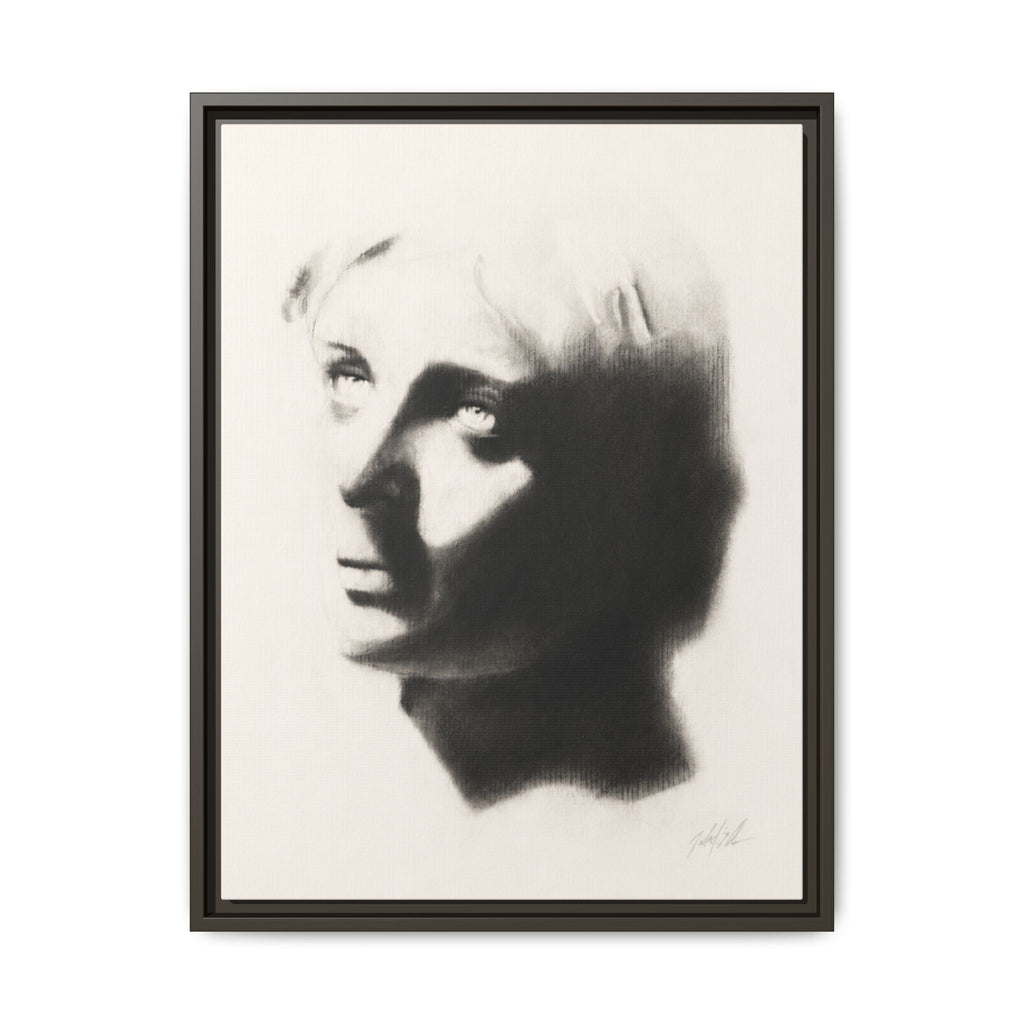 "SHADOW" Framed Matte Canvas Art — Monochrome Portrait Silhouette