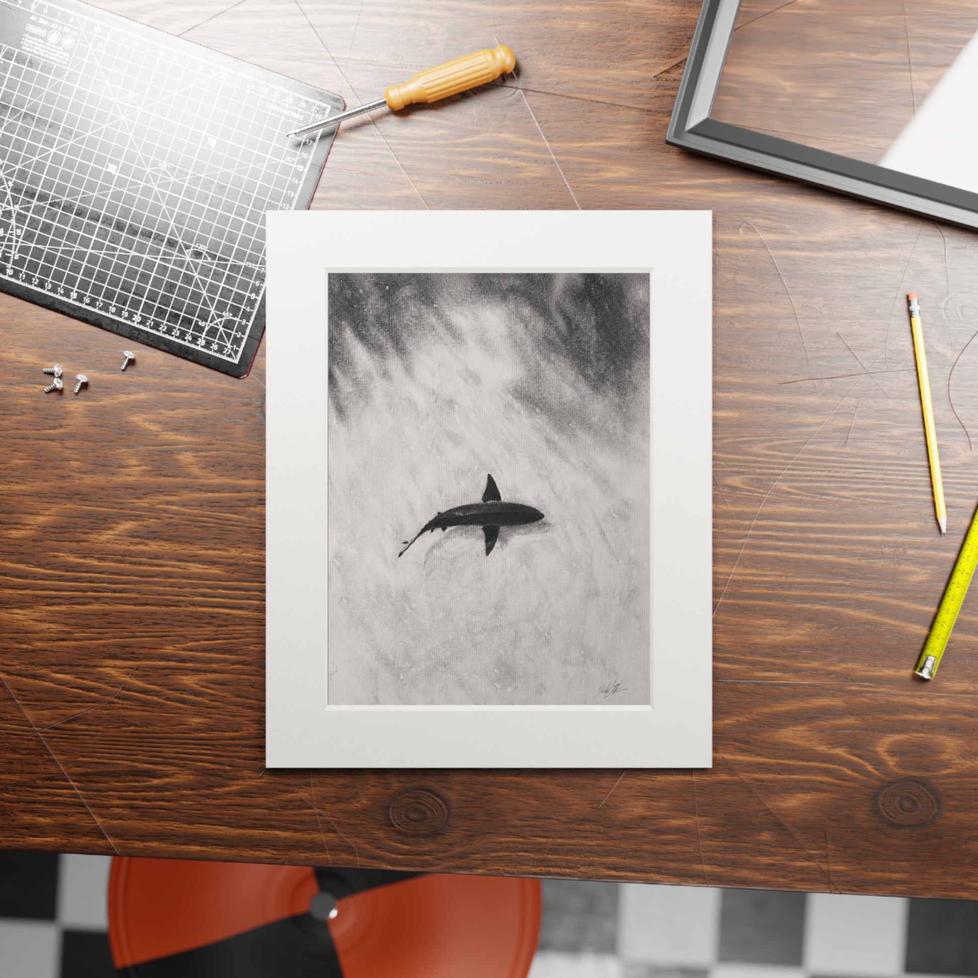 “Shark” Fine Art Prints (Passepartout Paper Frame)