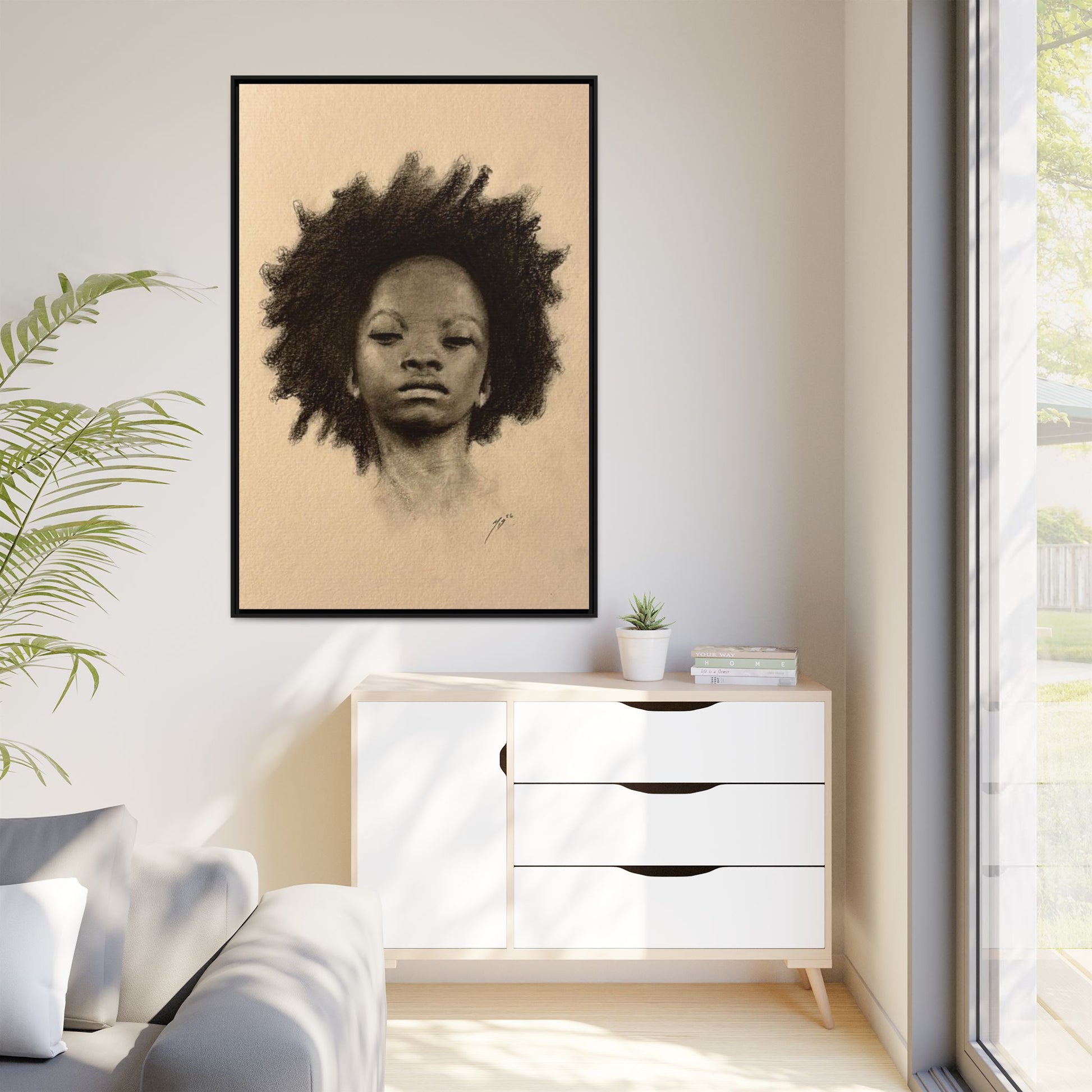 Afro Portrait Matte Canvas Print (Framed)