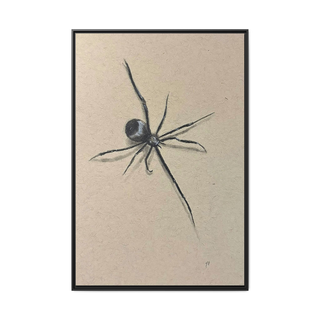 "ICY" SPIDER Framed Canvas Art — Minimal Black Spider Sketch