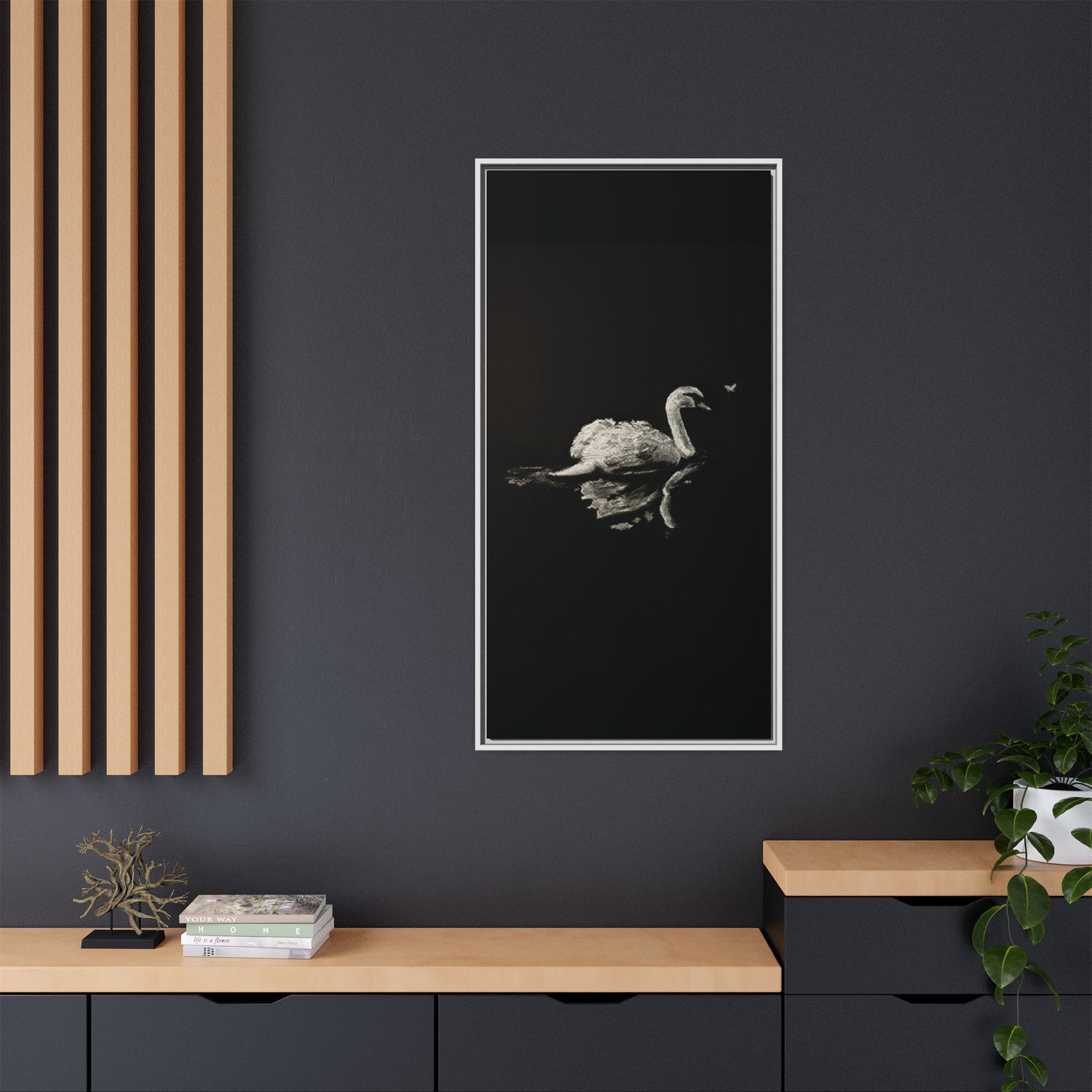 “Swan” Matte Canvas, Framed (Multi-color)