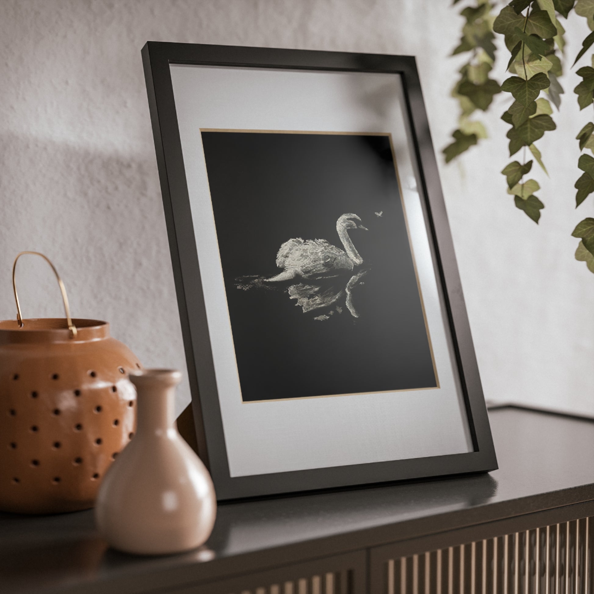“Swan” Framed Posters, Black