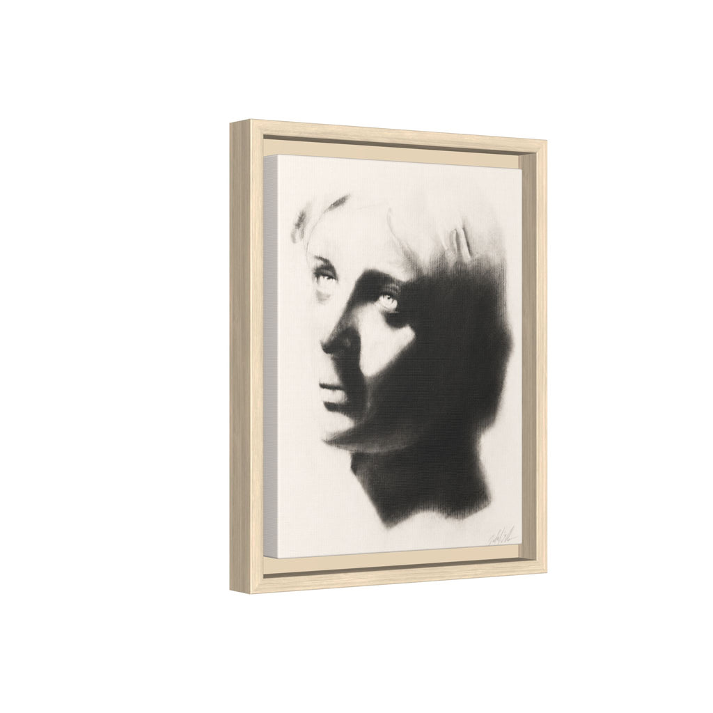 "SHADOW" Framed Matte Canvas Art — Monochrome Portrait Silhouette