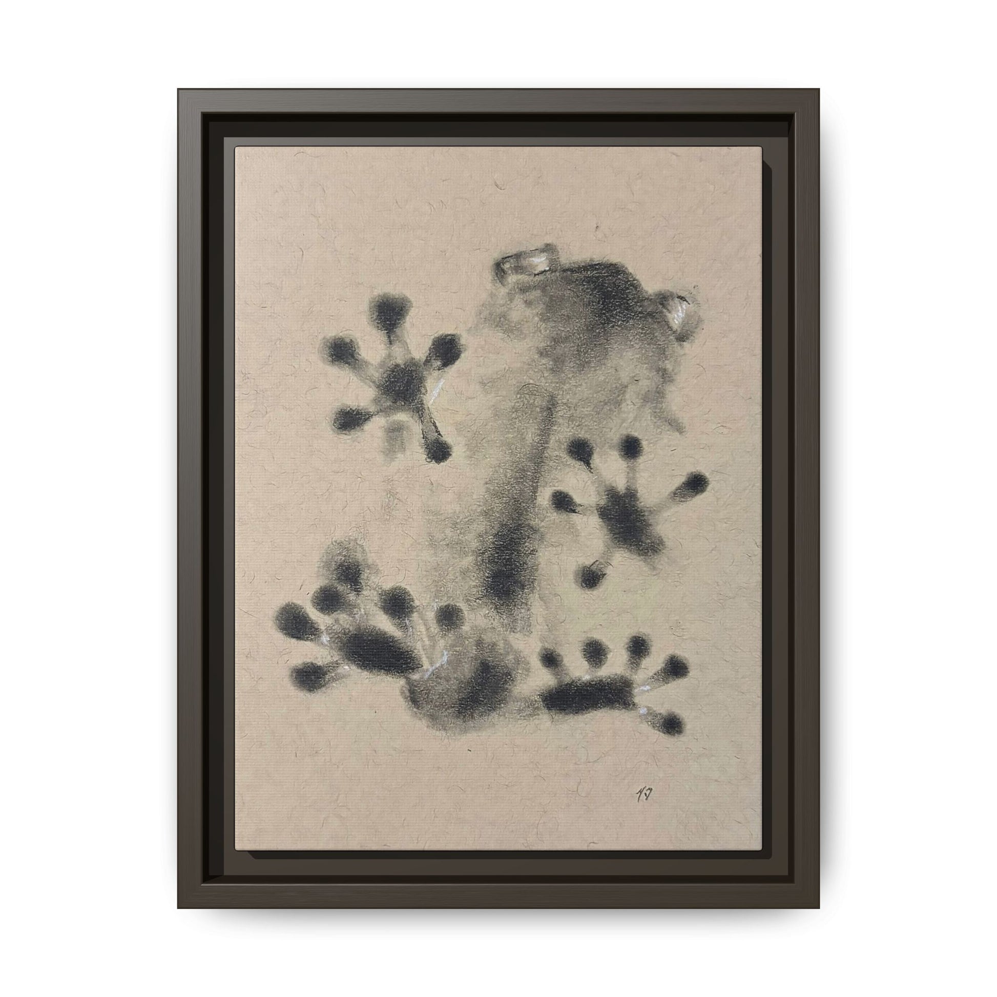 "ICY" FROG Framed Abstract Frog Ink Art — Matte Canvas Wall Print
