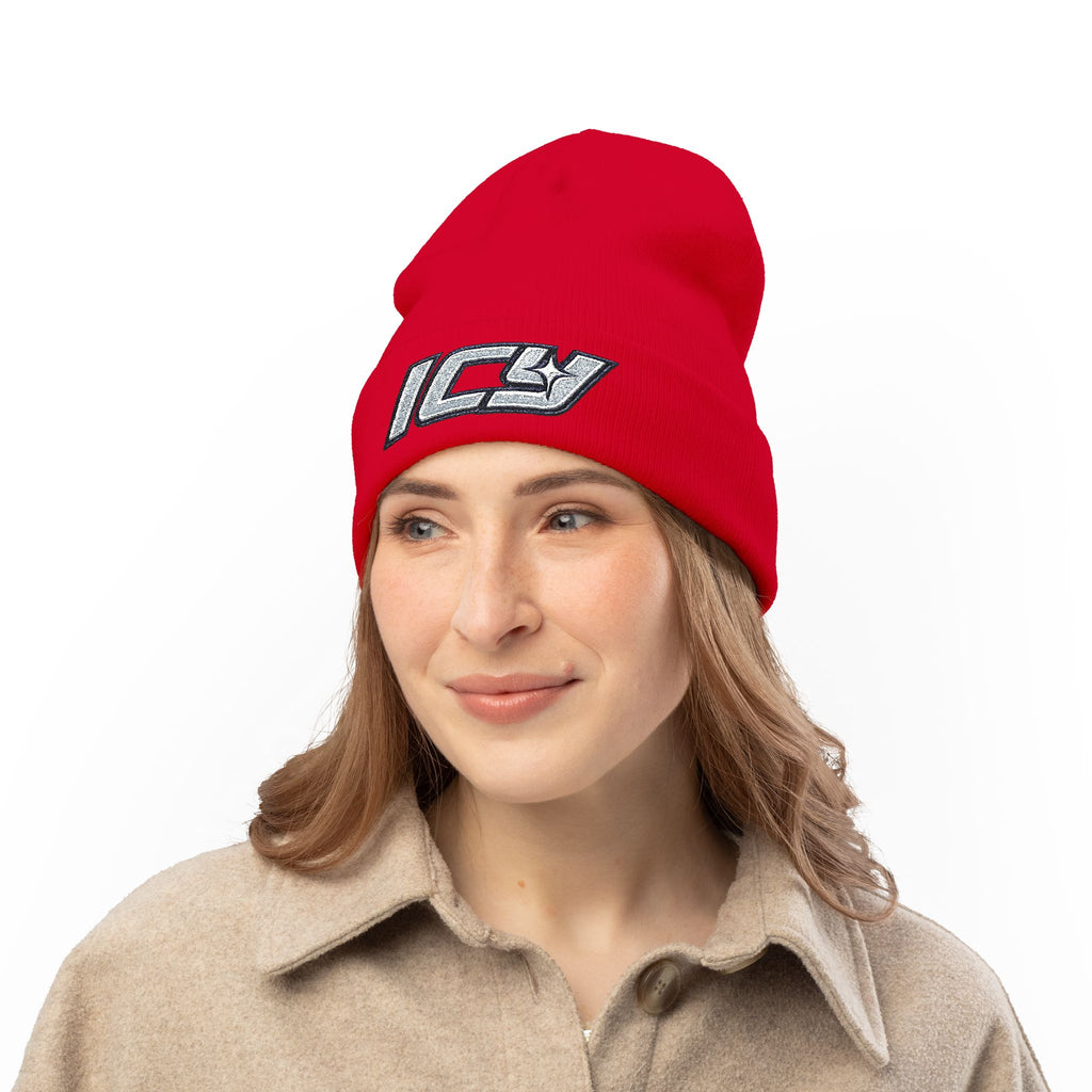 Embroidered "ICY" Knit Beanie Vol.2