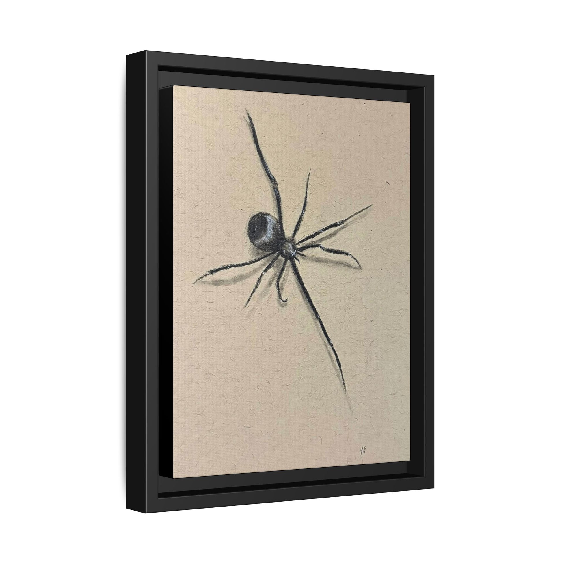 "ICY" SPIDER Framed Canvas Art — Minimal Black Spider Sketch