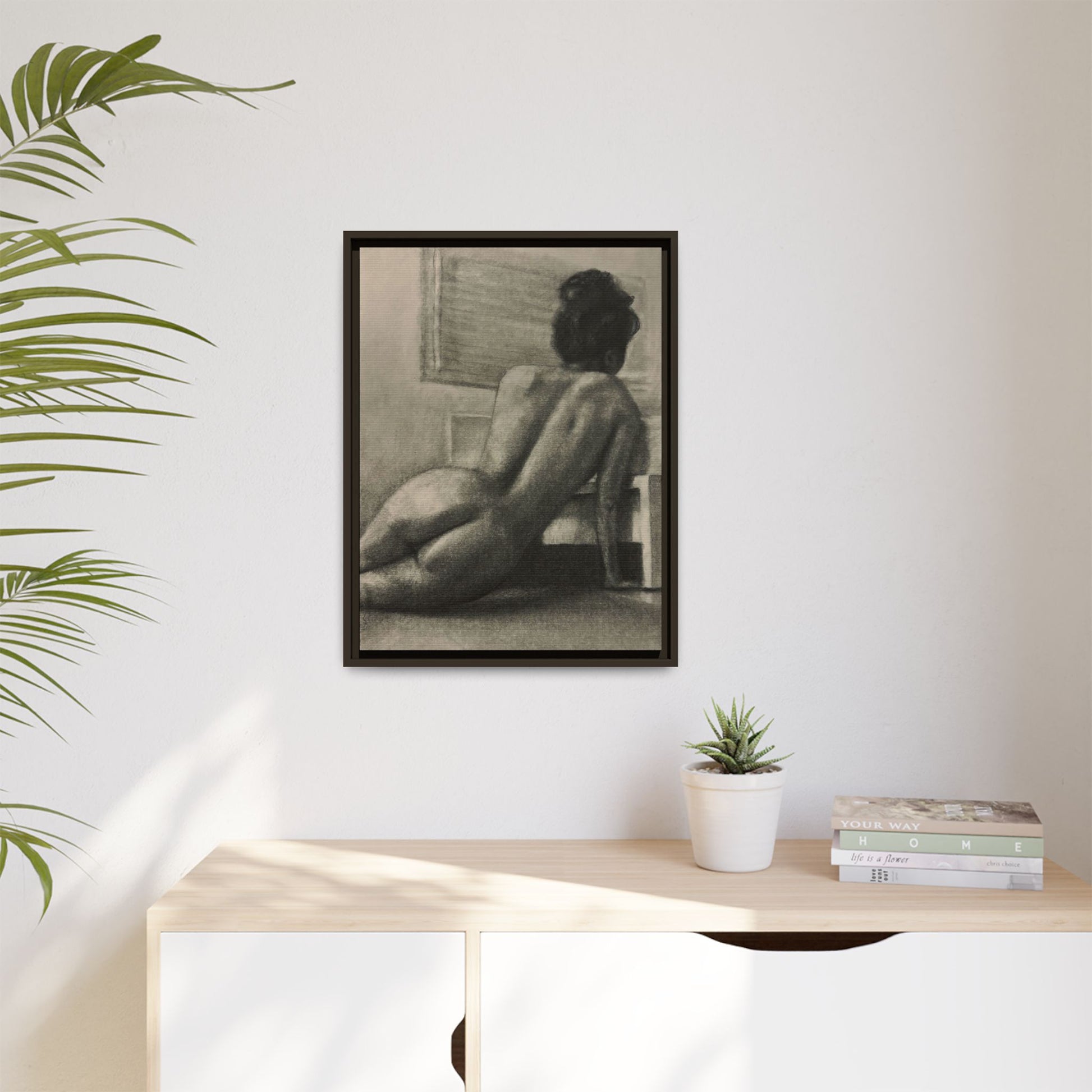“SITTING PRETTY” Matte Canvas, Framed (Multi-color)