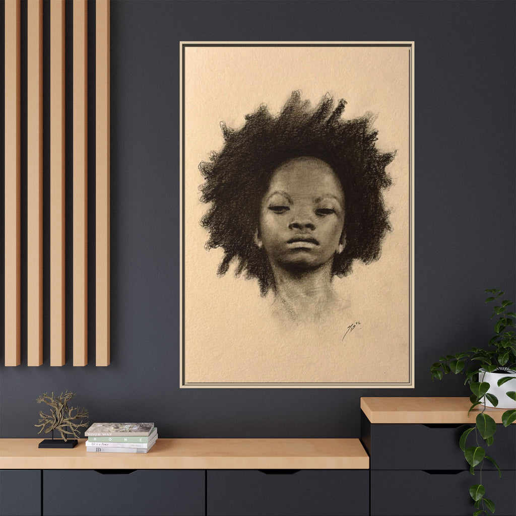 Afro Portrait Matte Canvas Print (Framed)