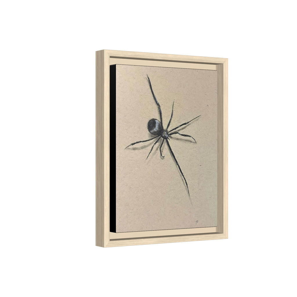 "ICY" SPIDER Framed Canvas Art — Minimal Black Spider Sketch