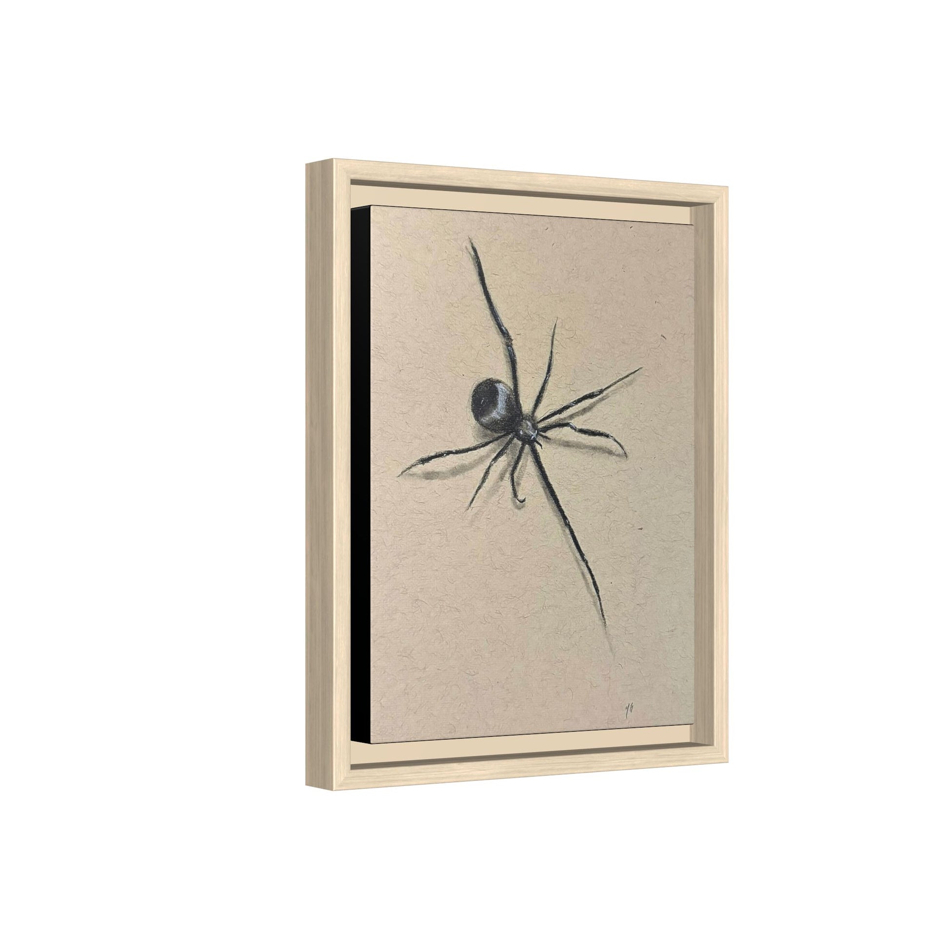 "ICY" SPIDER Framed Canvas Art — Minimal Black Spider Sketch
