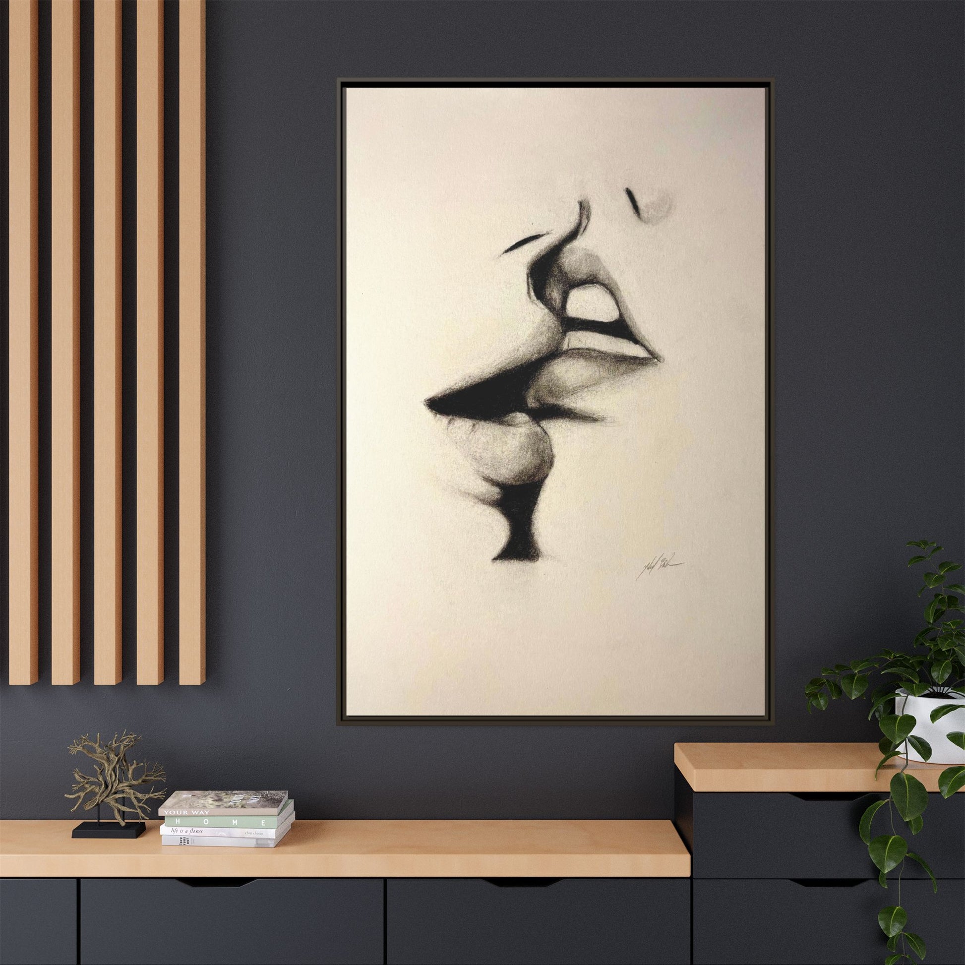 “LIP LOCK” Matte Canvas, Framed (Multi-color)