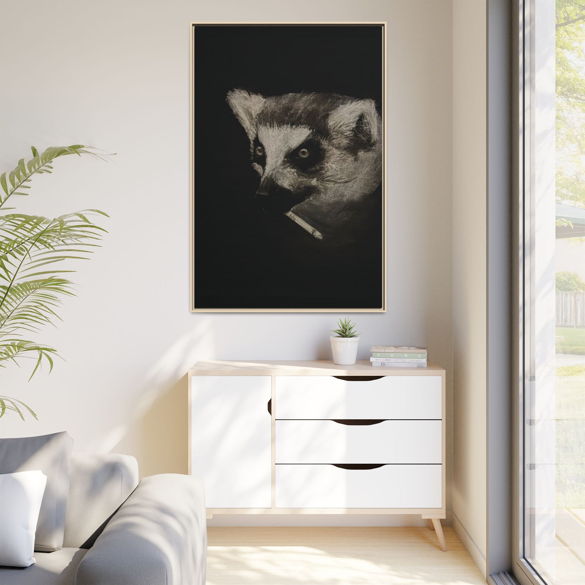“Lemur” Matte Canvas, Framed (Multi-color)
