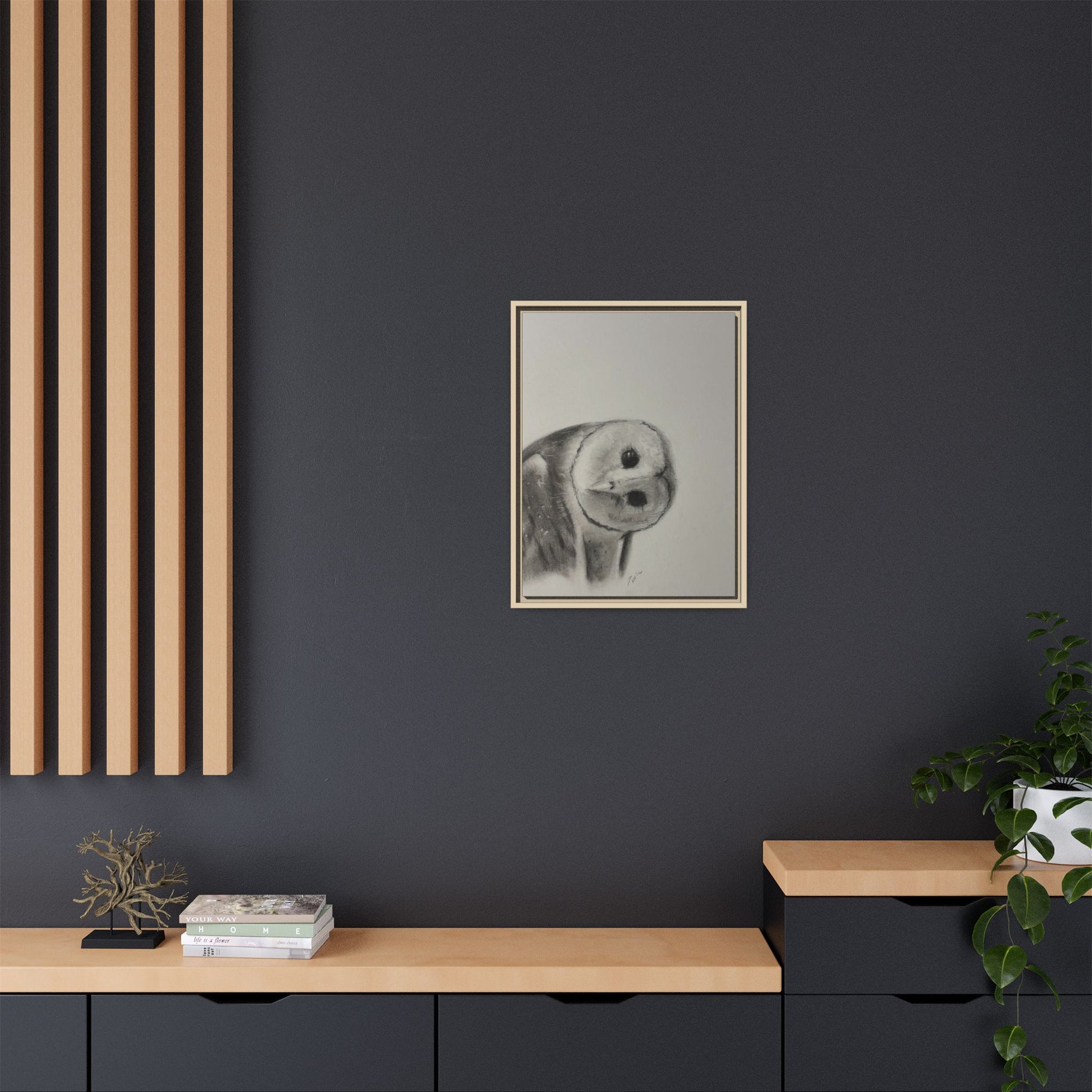 “Good Morning Owl” Matte Canvas, Framed (Multi-color)