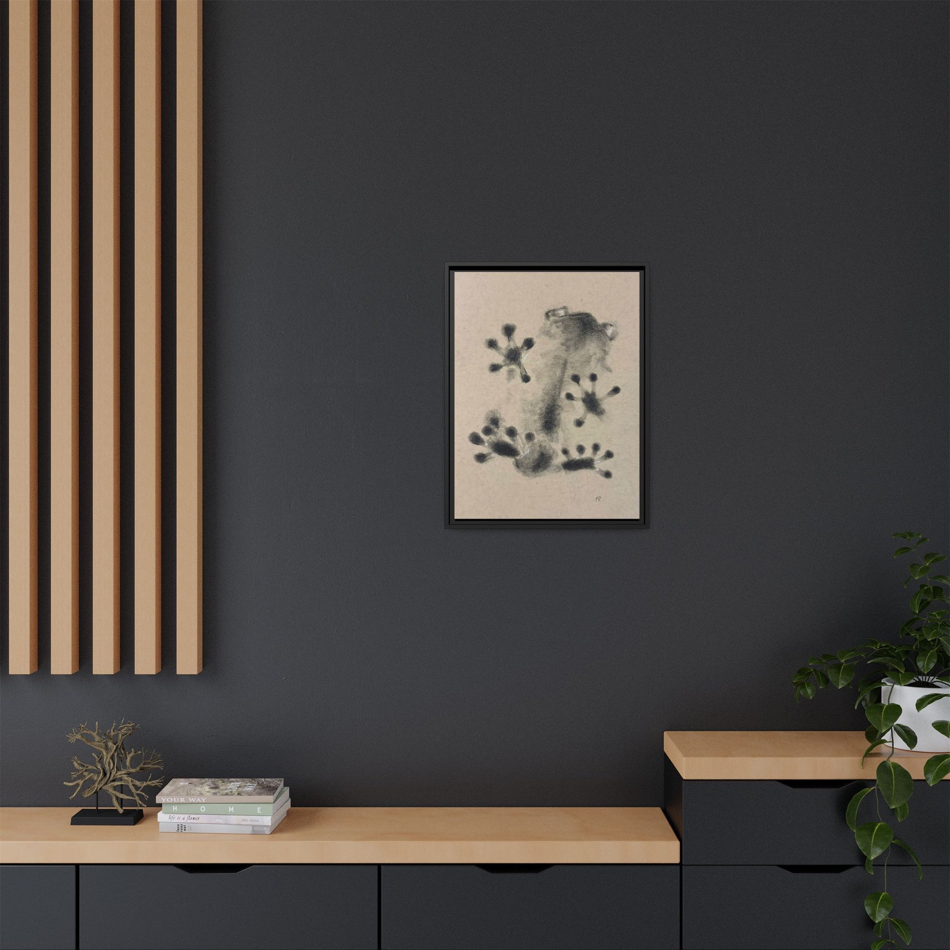 "ICY" FROG Framed Abstract Frog Ink Art — Matte Canvas Wall Print