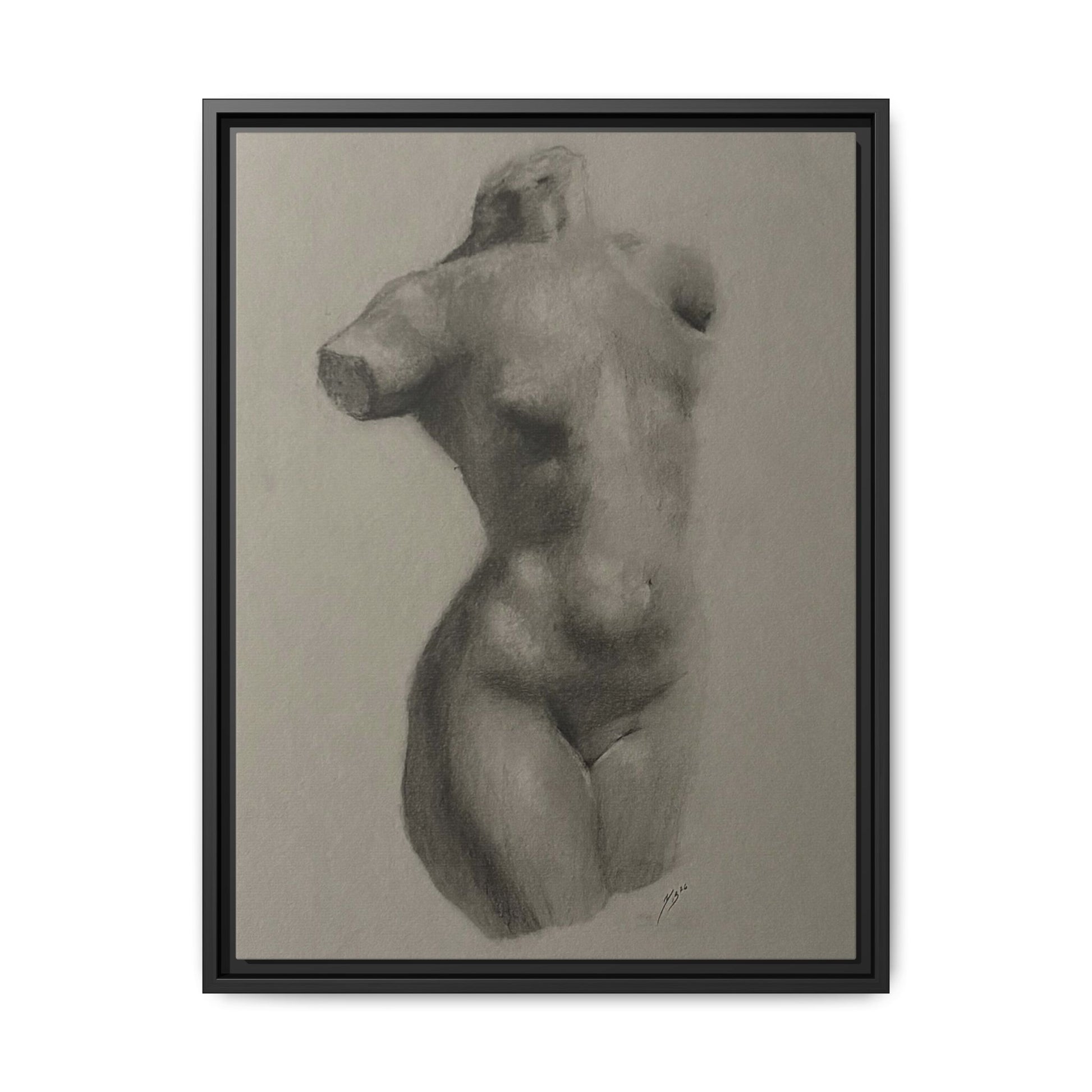 "TENDER CURVES" Framed Canvas - Multi-Color Abstract Female Form