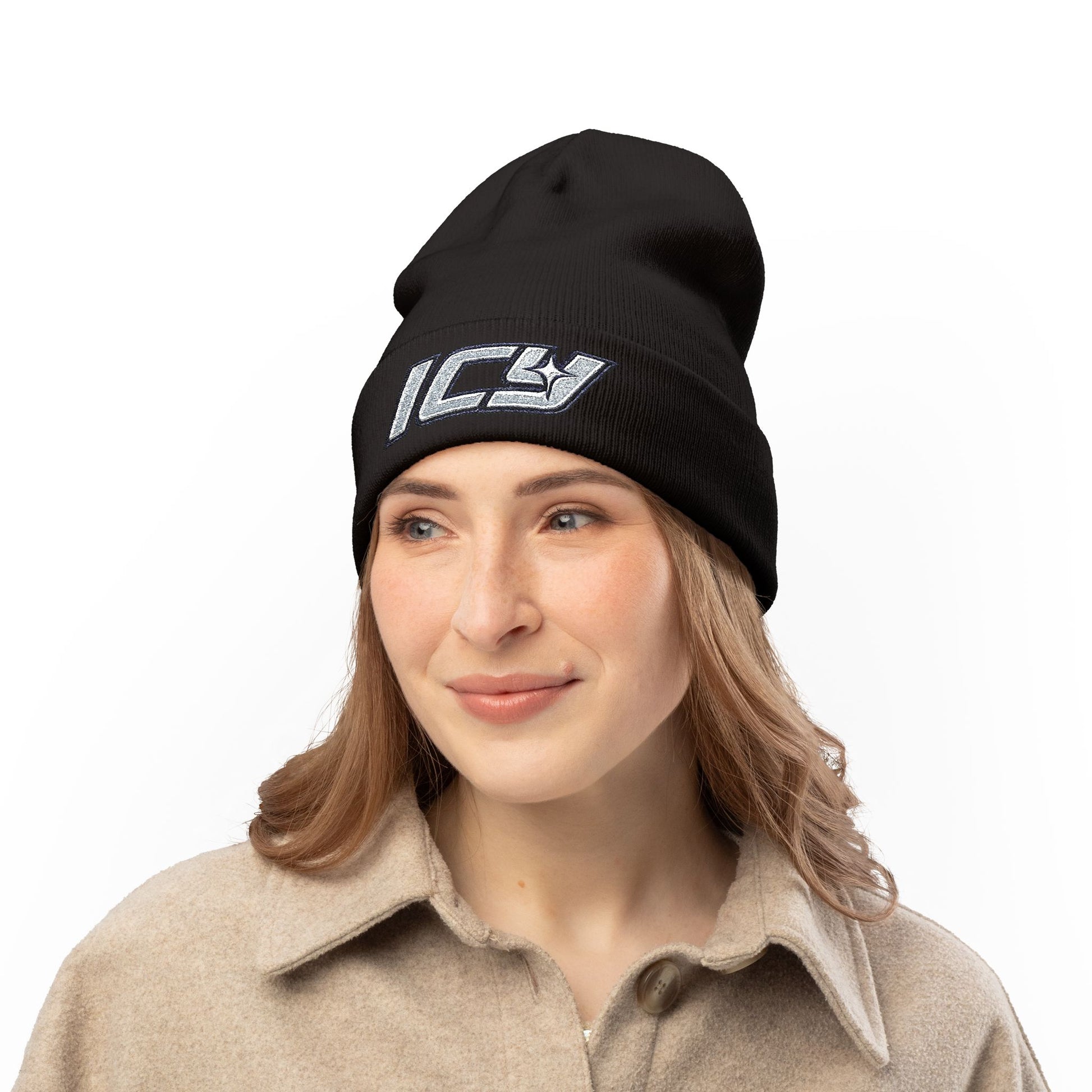 Embroidered "ICY" Knit Beanie Vol.2