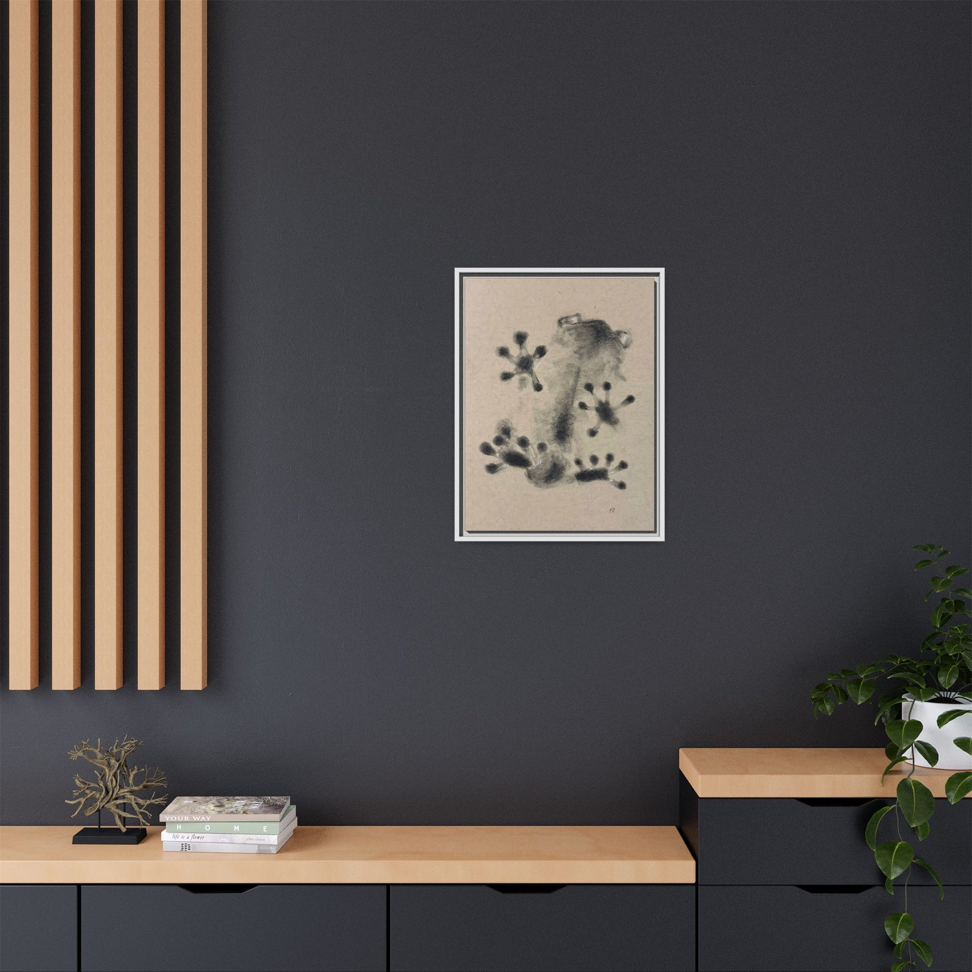 "ICY" FROG Framed Abstract Frog Ink Art — Matte Canvas Wall Print