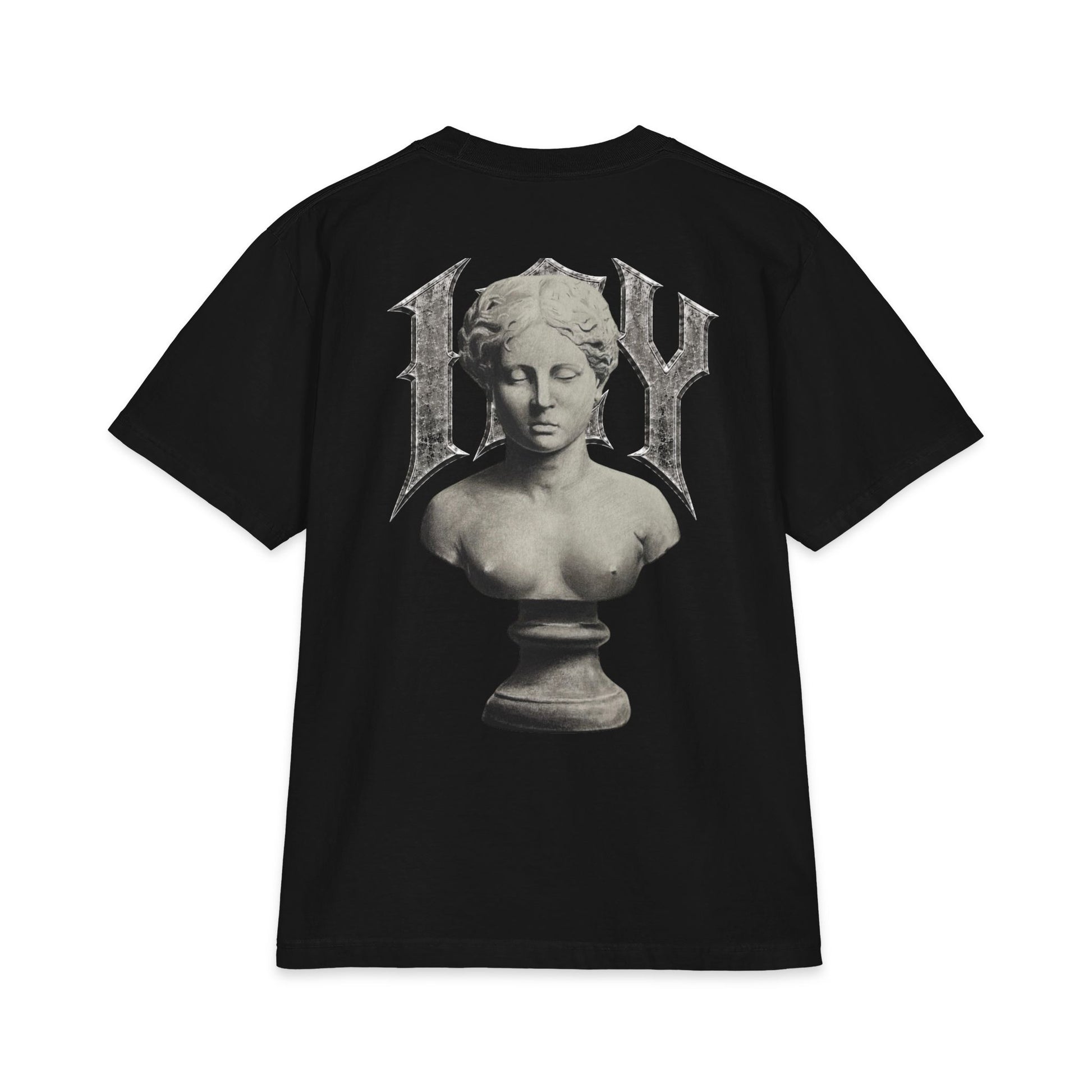 Icy Statue Graphic T‑Shirt — Vintage Gothic Logo Tee