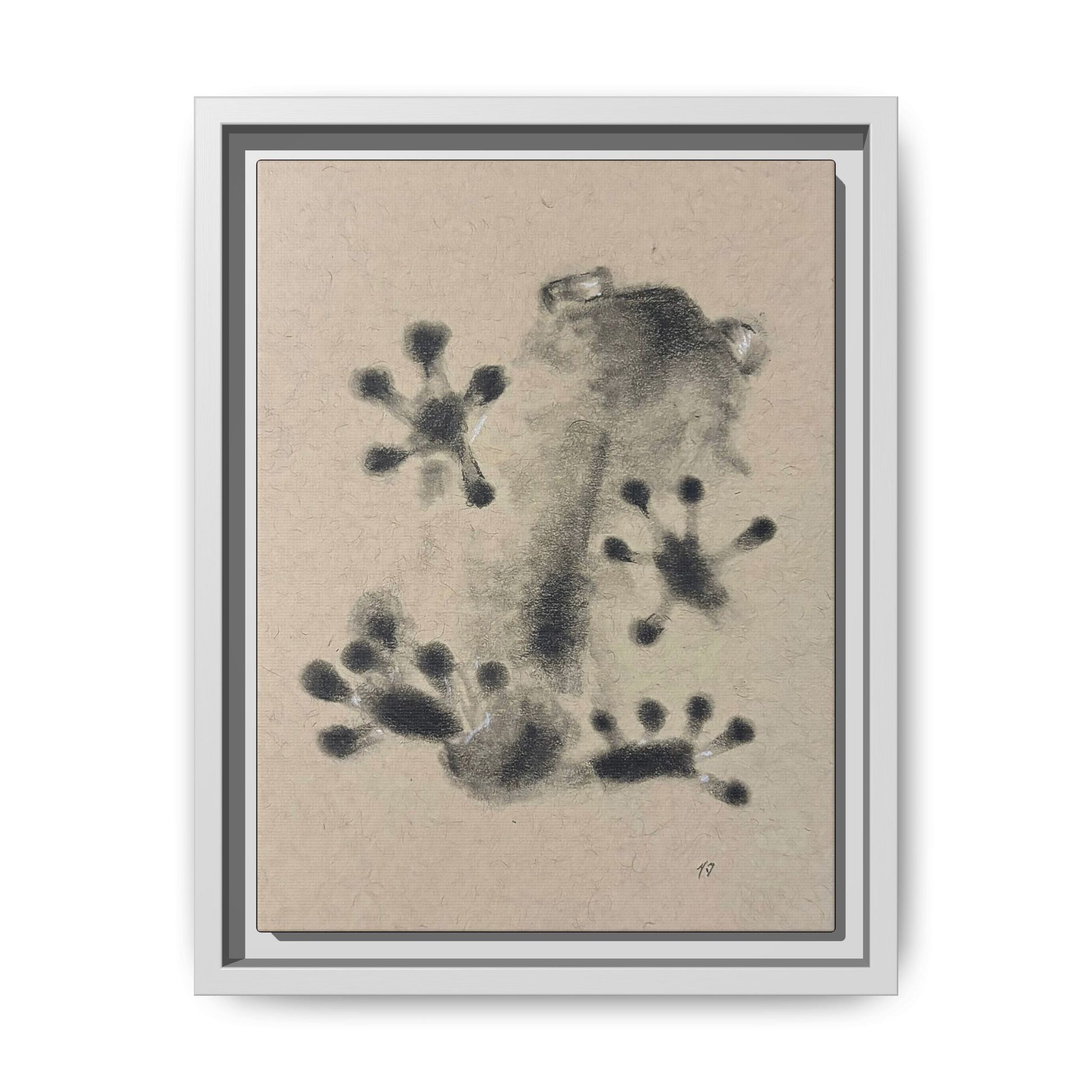 "ICY" FROG Framed Abstract Frog Ink Art — Matte Canvas Wall Print