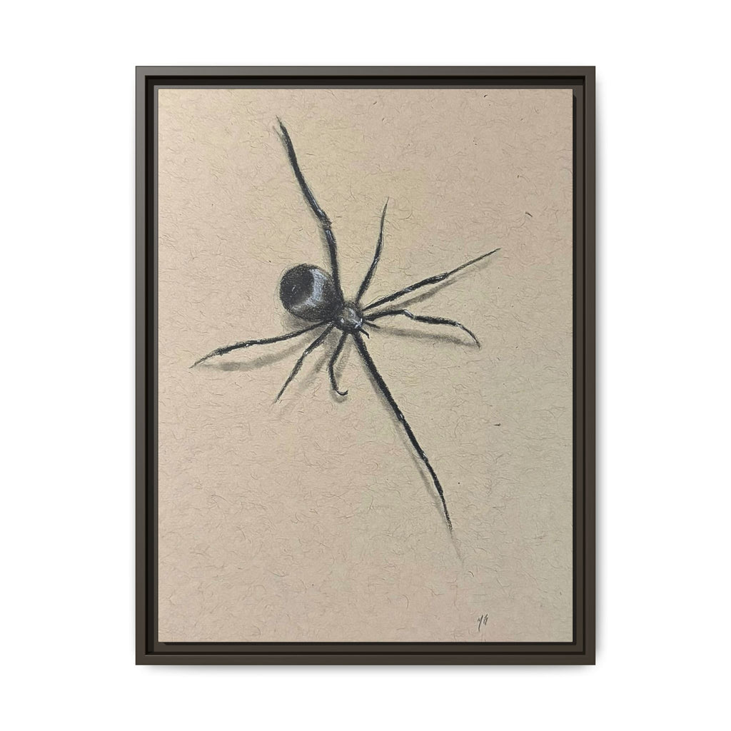 "ICY" SPIDER Framed Canvas Art — Minimal Black Spider Sketch