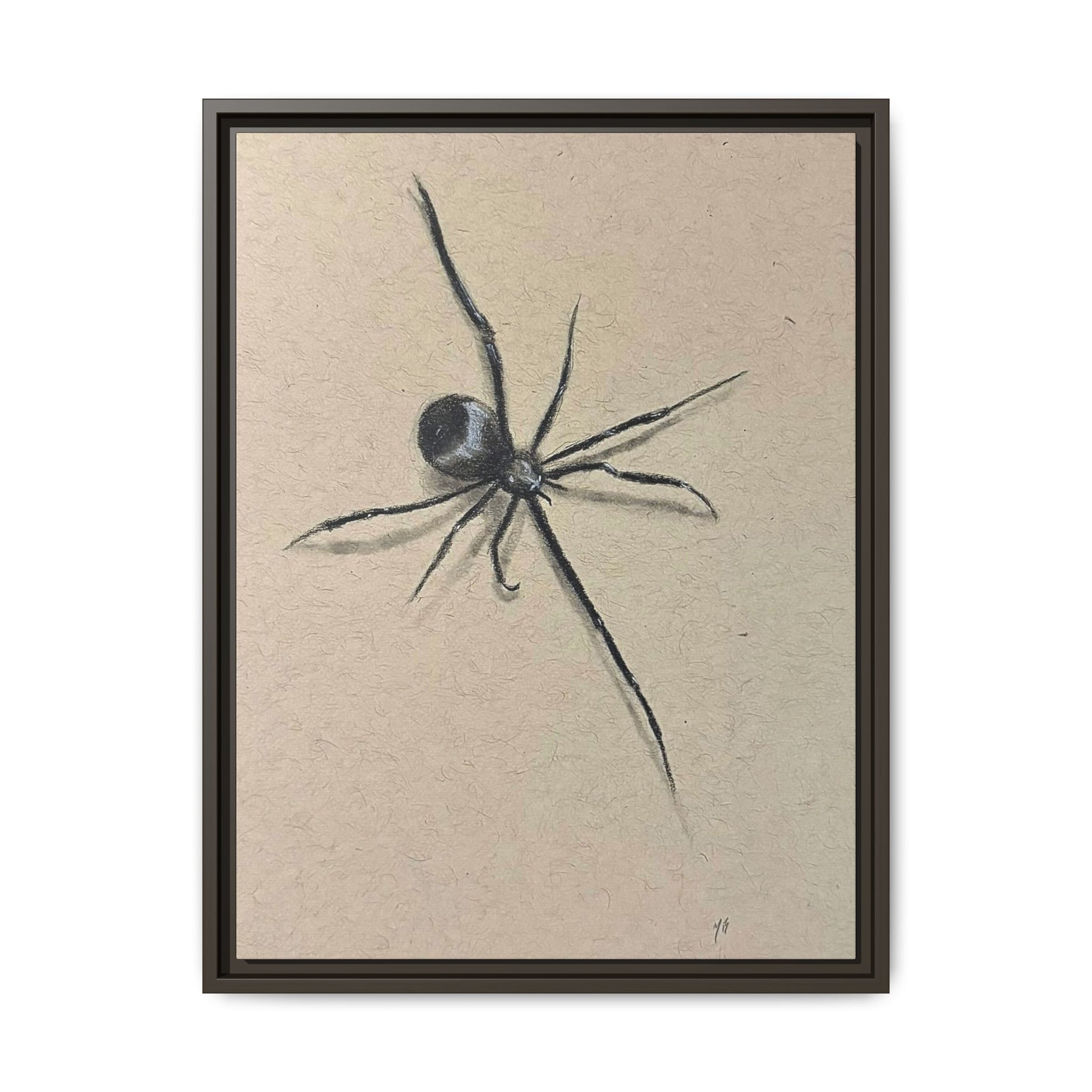 "ICY" SPIDER Framed Canvas Art — Minimal Black Spider Sketch