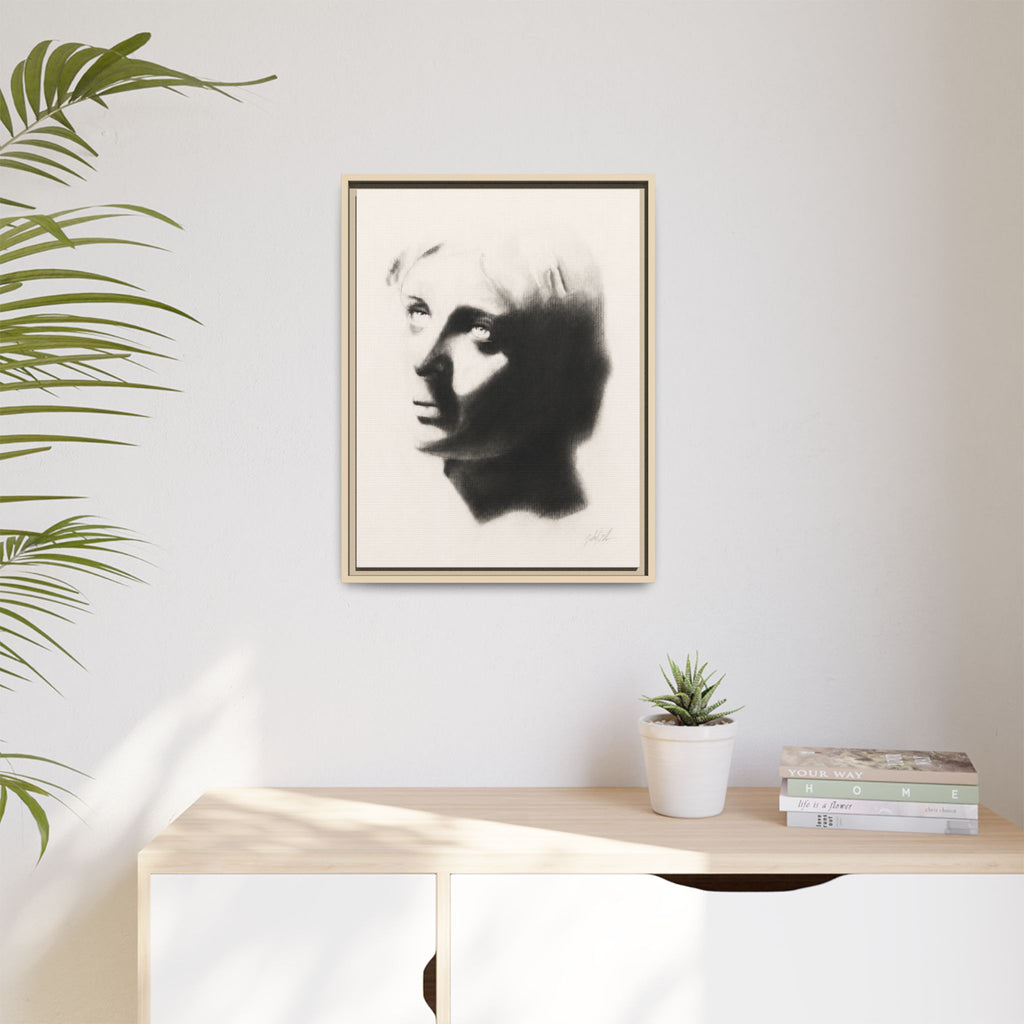"SHADOW" Framed Matte Canvas Art — Monochrome Portrait Silhouette