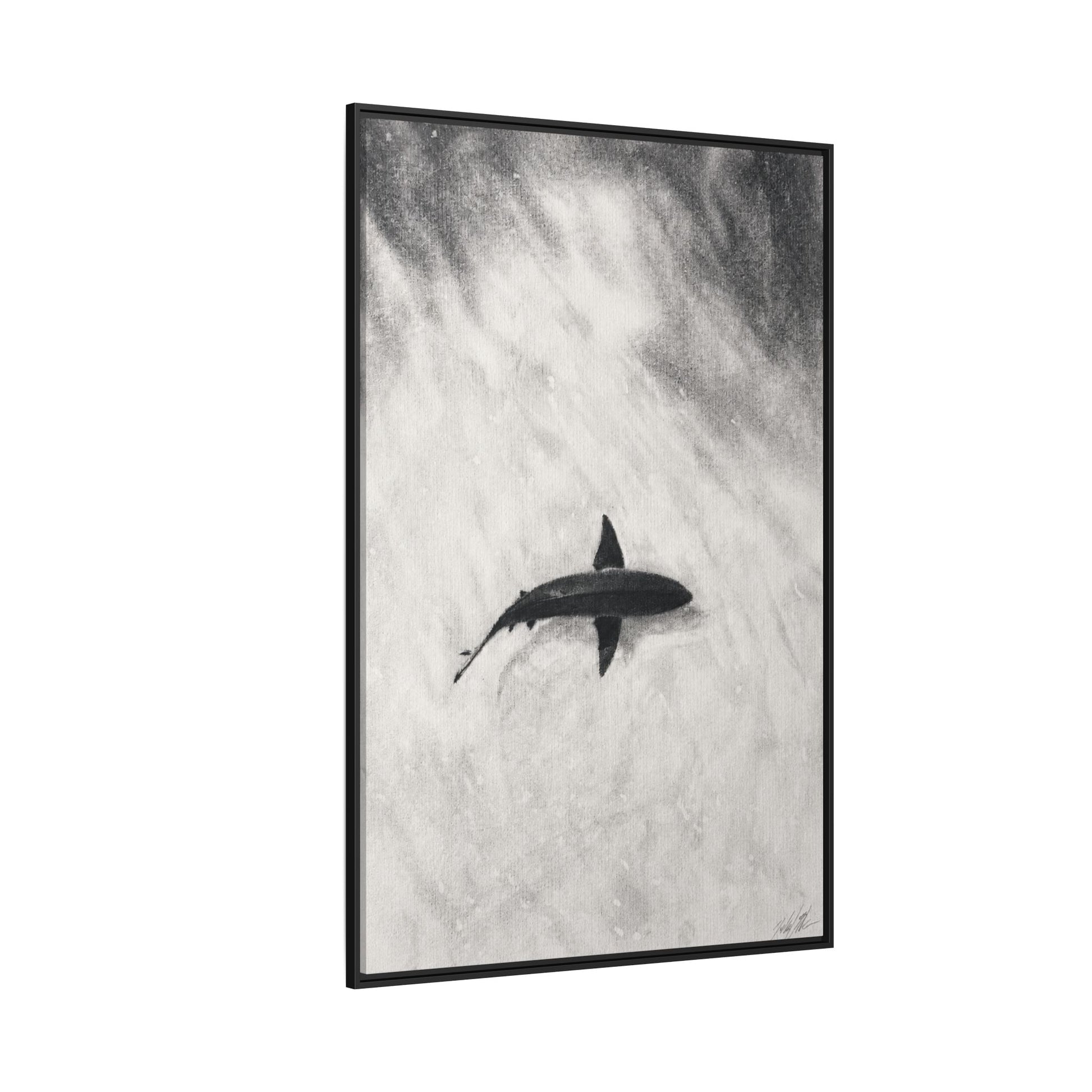 “SHARK!” Matte Canvas, Framed (Multi-color)