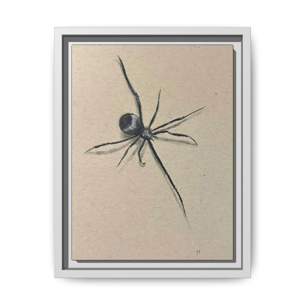 "ICY" SPIDER Framed Canvas Art — Minimal Black Spider Sketch