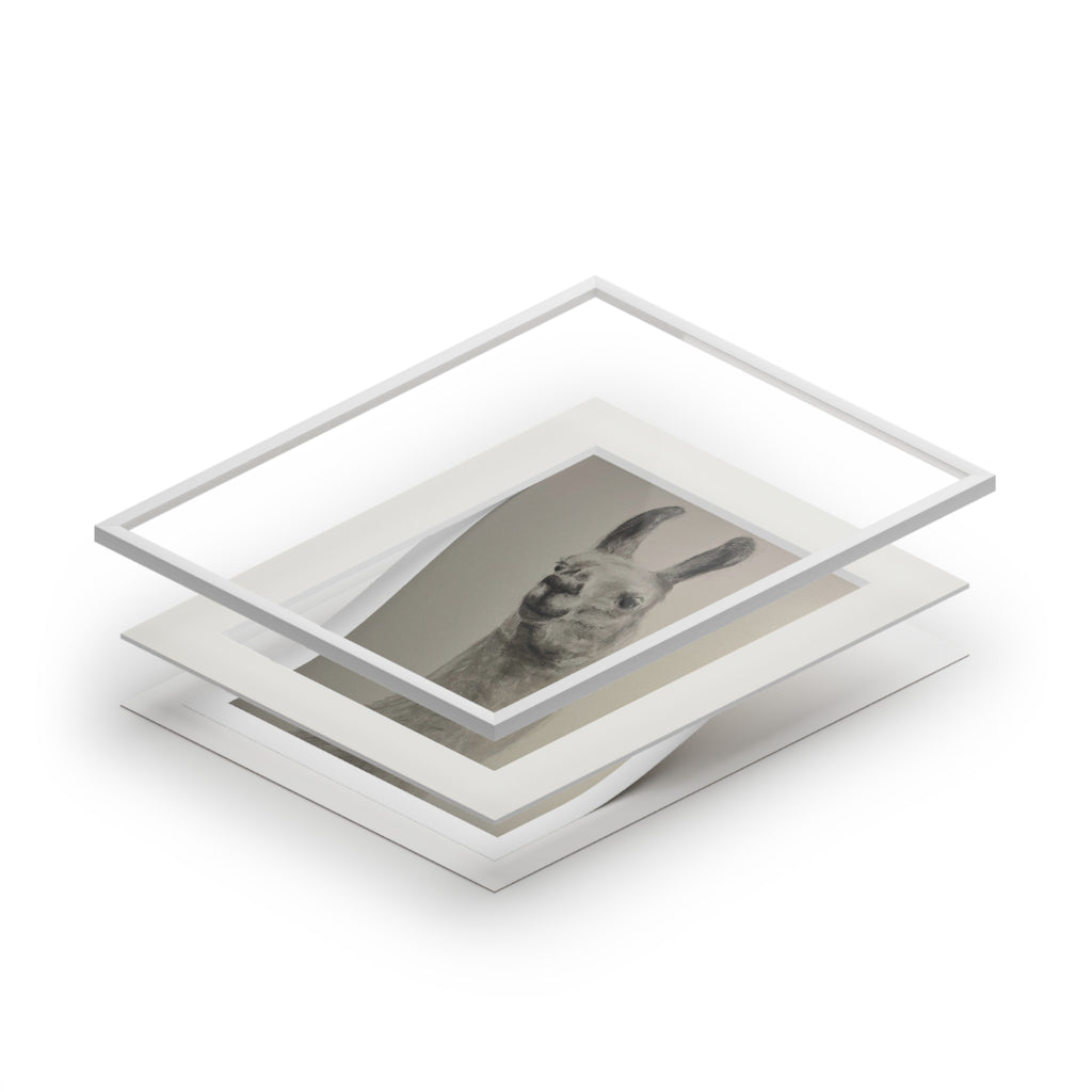 Llama Fine Art Print with Passepartout — Minimalist Neutral Wall Art