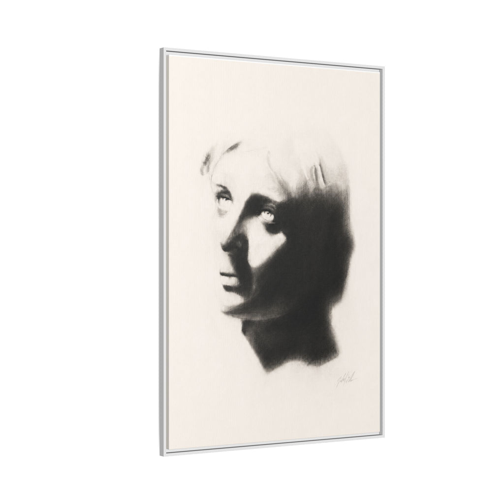 "SHADOW" Framed Matte Canvas Art — Monochrome Portrait Silhouette