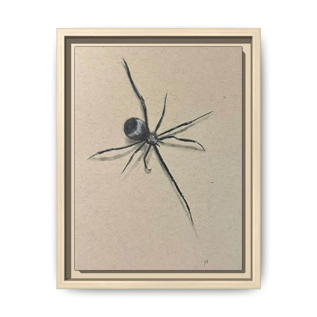 "ICY" SPIDER Framed Canvas Art — Minimal Black Spider Sketch