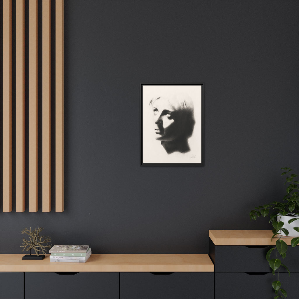 "SHADOW" Framed Matte Canvas Art — Monochrome Portrait Silhouette