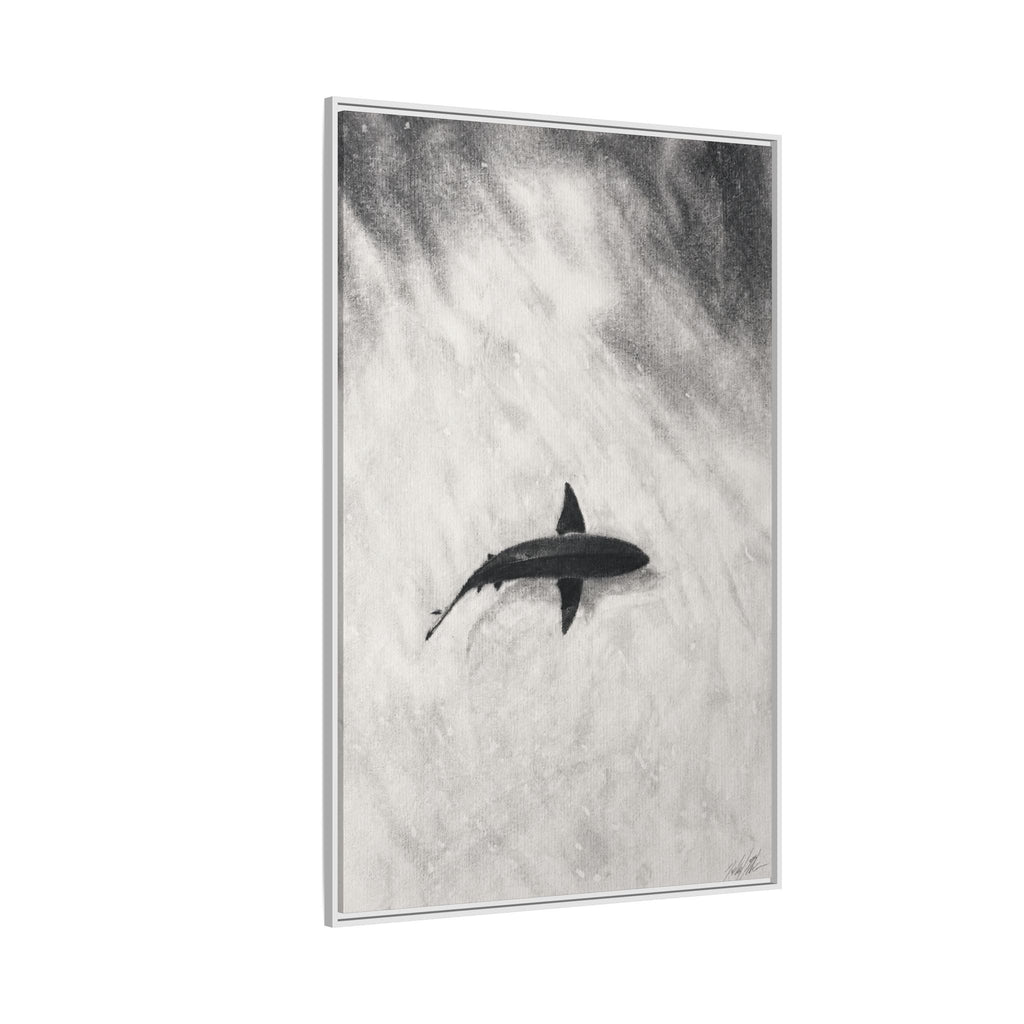 “SHARK!” Matte Canvas, Framed (Multi-color)