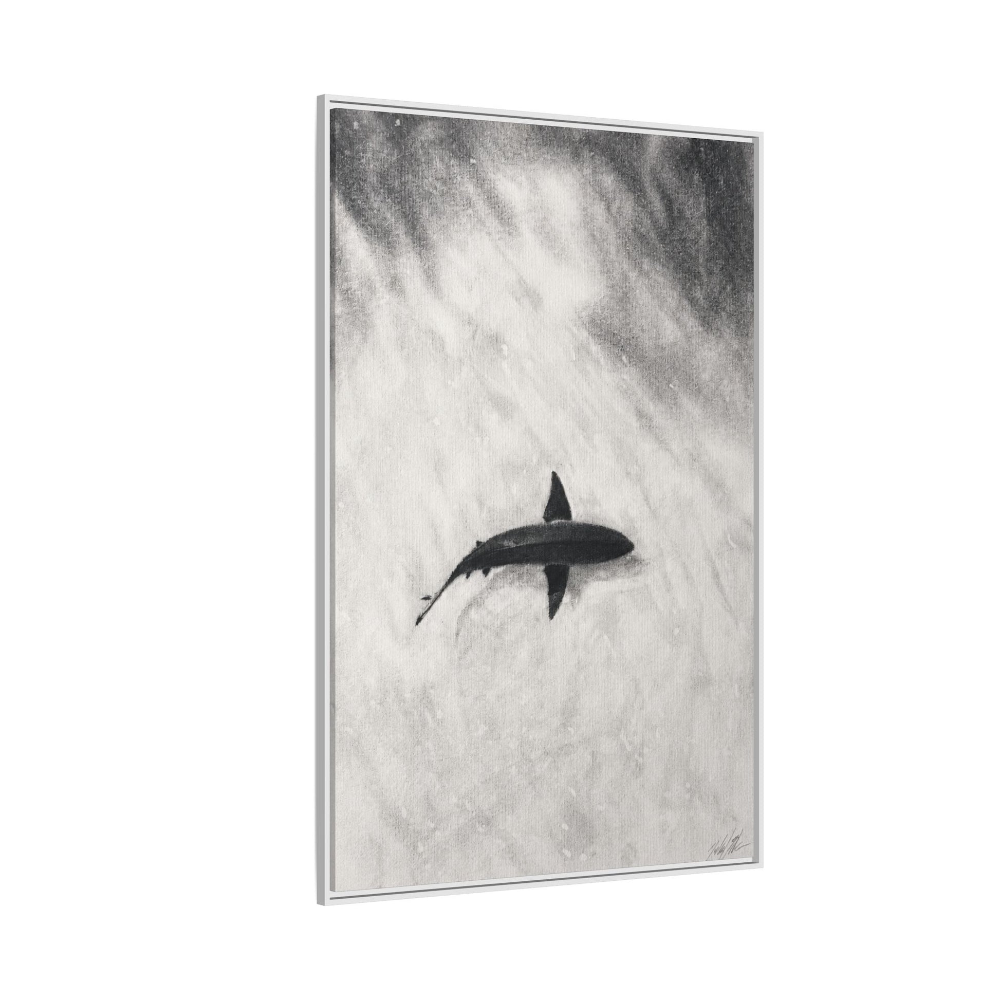 “SHARK!” Matte Canvas, Framed (Multi-color)