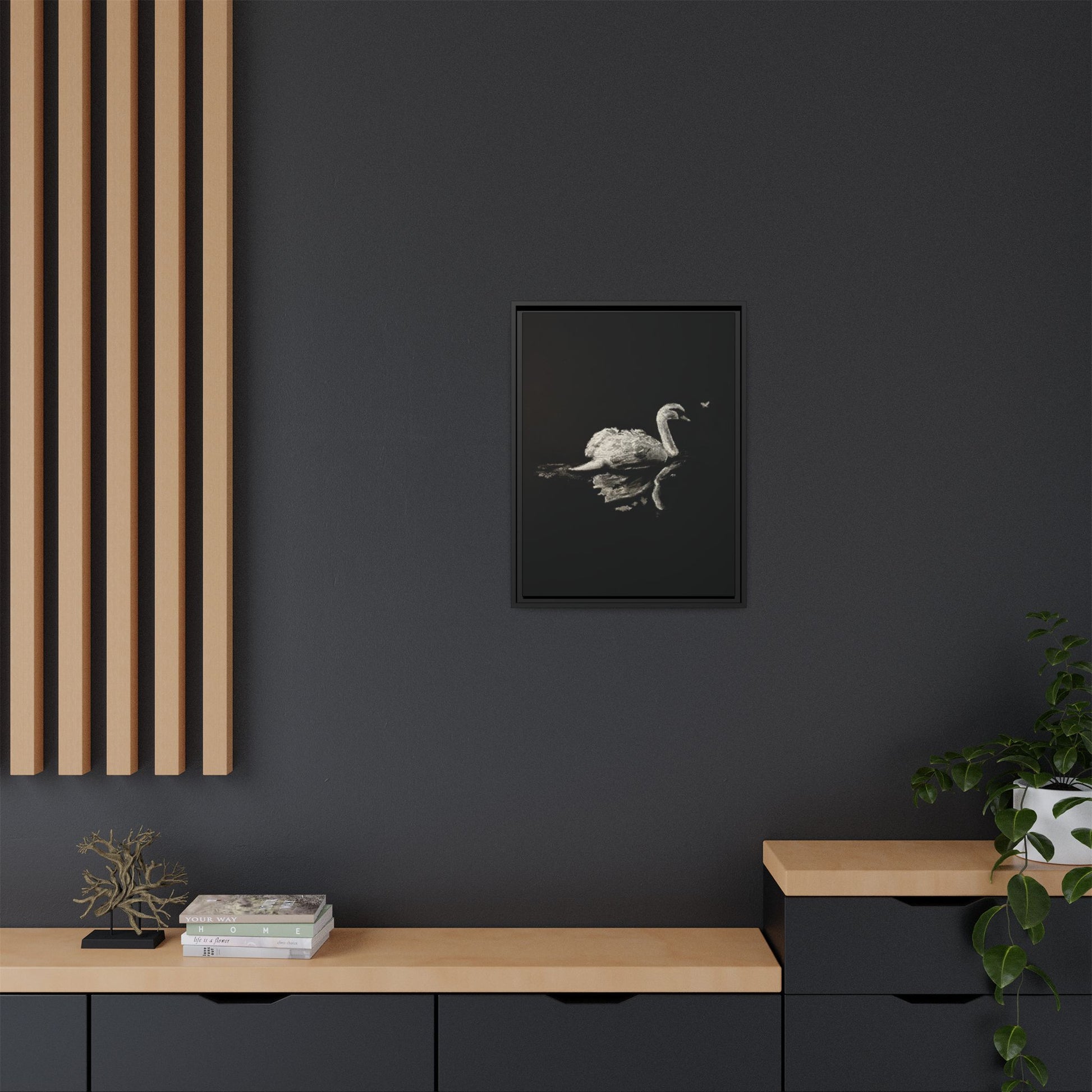 “Swan” Matte Canvas, Framed (Multi-color)
