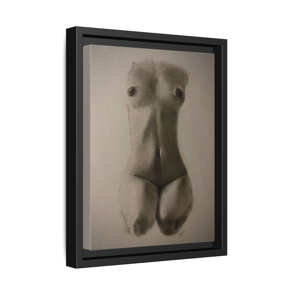 "SUNDOWN" Framed Matte Canvas – Charcoal Nude Torso Art Print