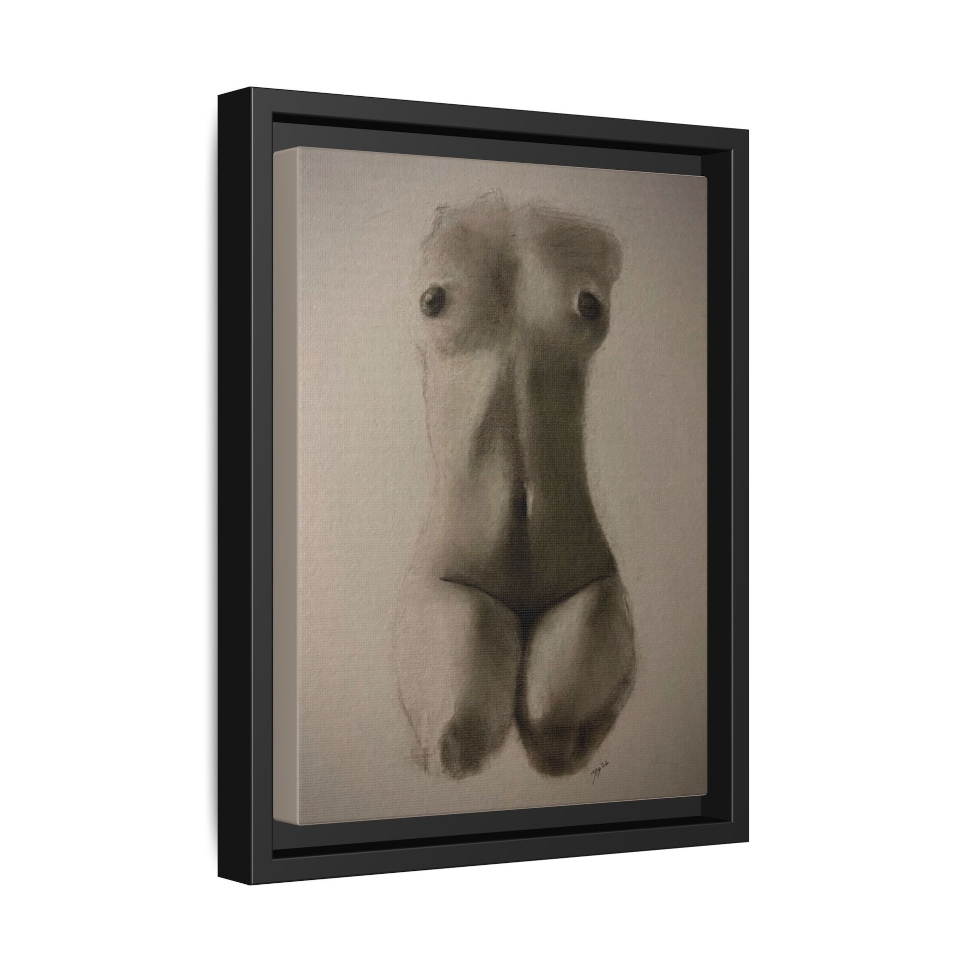 "SUNDOWN" Framed Matte Canvas – Charcoal Nude Torso Art Print